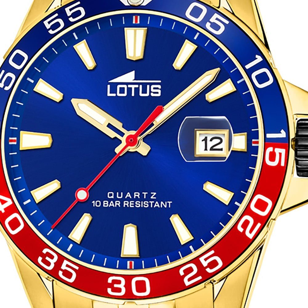Lotus 18770/3, Armbanduhr groß Sport Herren (ca. Herrenuhr Lotus Quarzuhr gold Edelstahlarmband 44mm) rund,