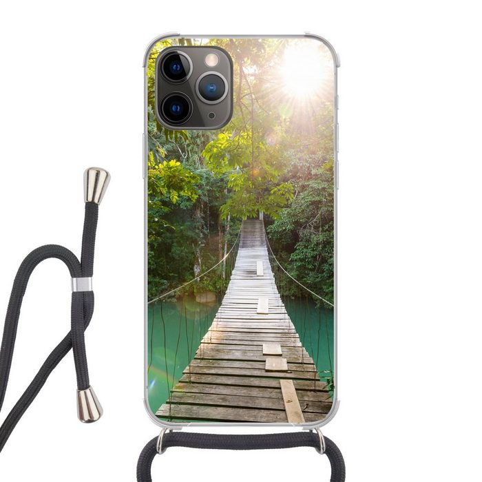 MuchoWow Handyhülle Dschungel - Wasser - Brücke - Natur - Pflanzen Handyhülle Telefonhülle Apple iPhone 13 Pro Max
