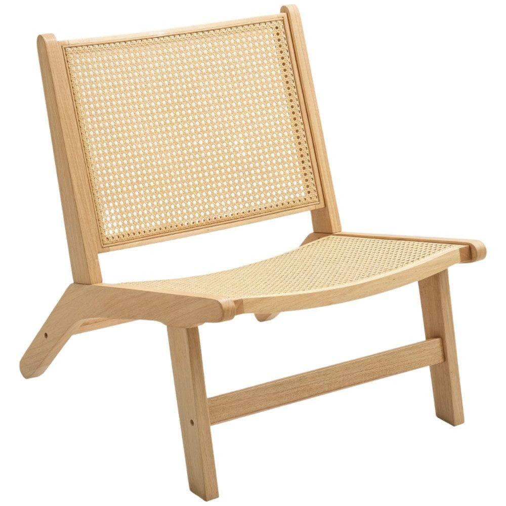 CHICFURN Relaxsessel Sessel ohne Armlehne mit Rückenlehne in Rattan-Optik (Packung, 1-St., Mit Holzrahmen für Wohn- und Schlafzimmer), Naturholzfarbe