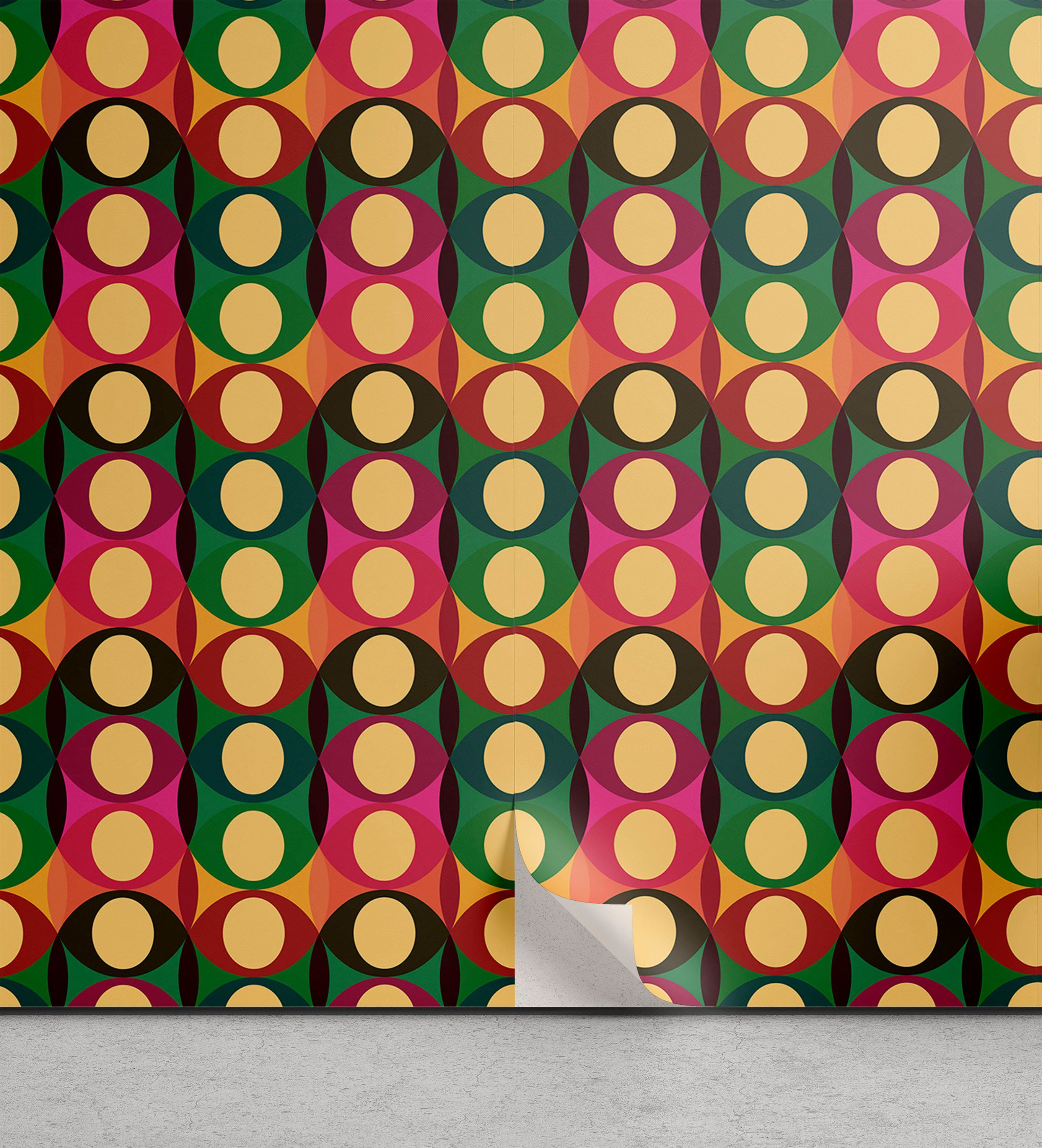 Abakuhaus Vinyltapete selbstklebendes Wohnzimmer Küchenakzent, Retro Pop-Art Geometrische Pastell