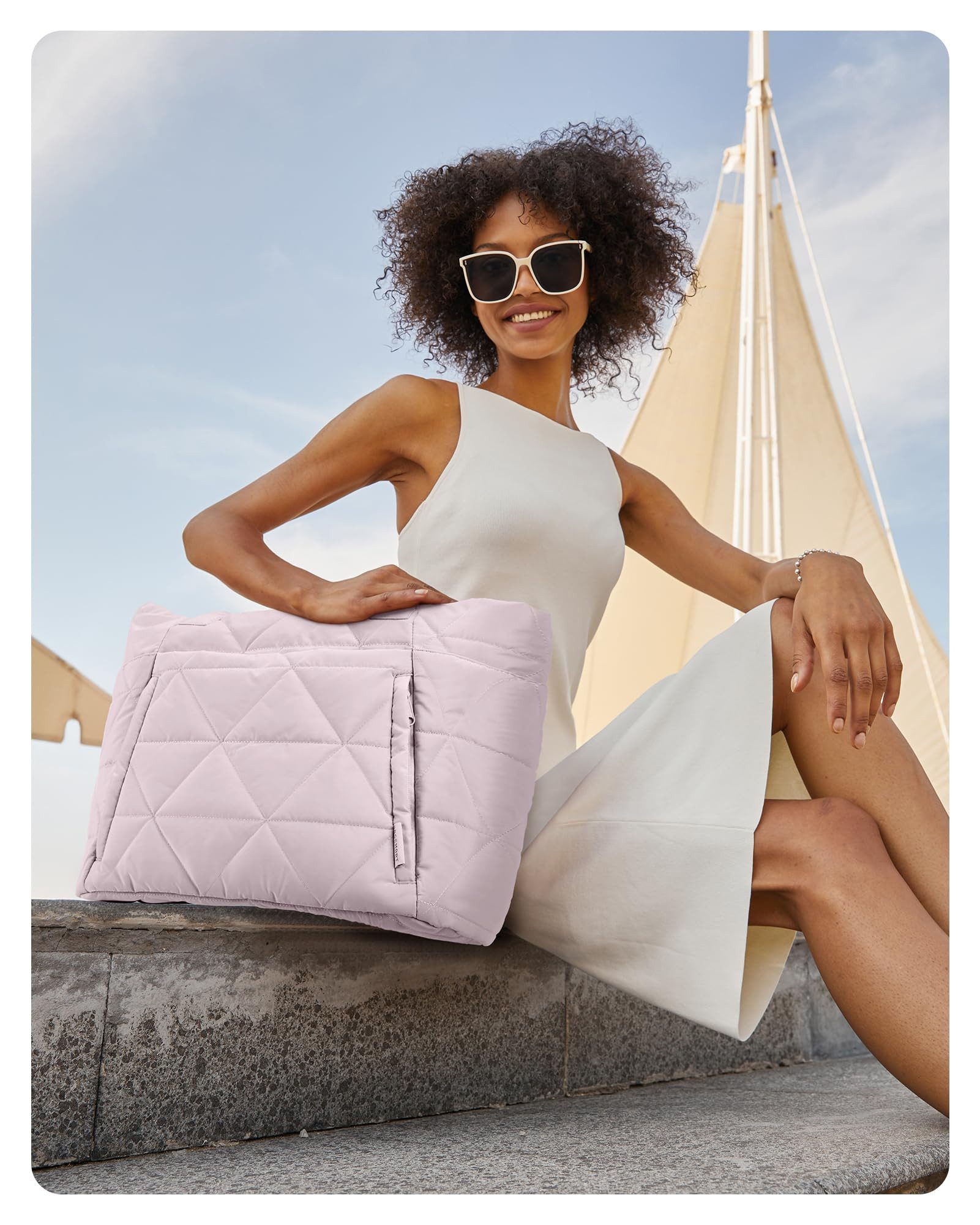 nsihing Schultertasche Handtasche damen Umhängetaschen crossbody bag, Große Stepp-Tasche mit Reißverschluss und mehreren Fächern – Bild 3 von 5