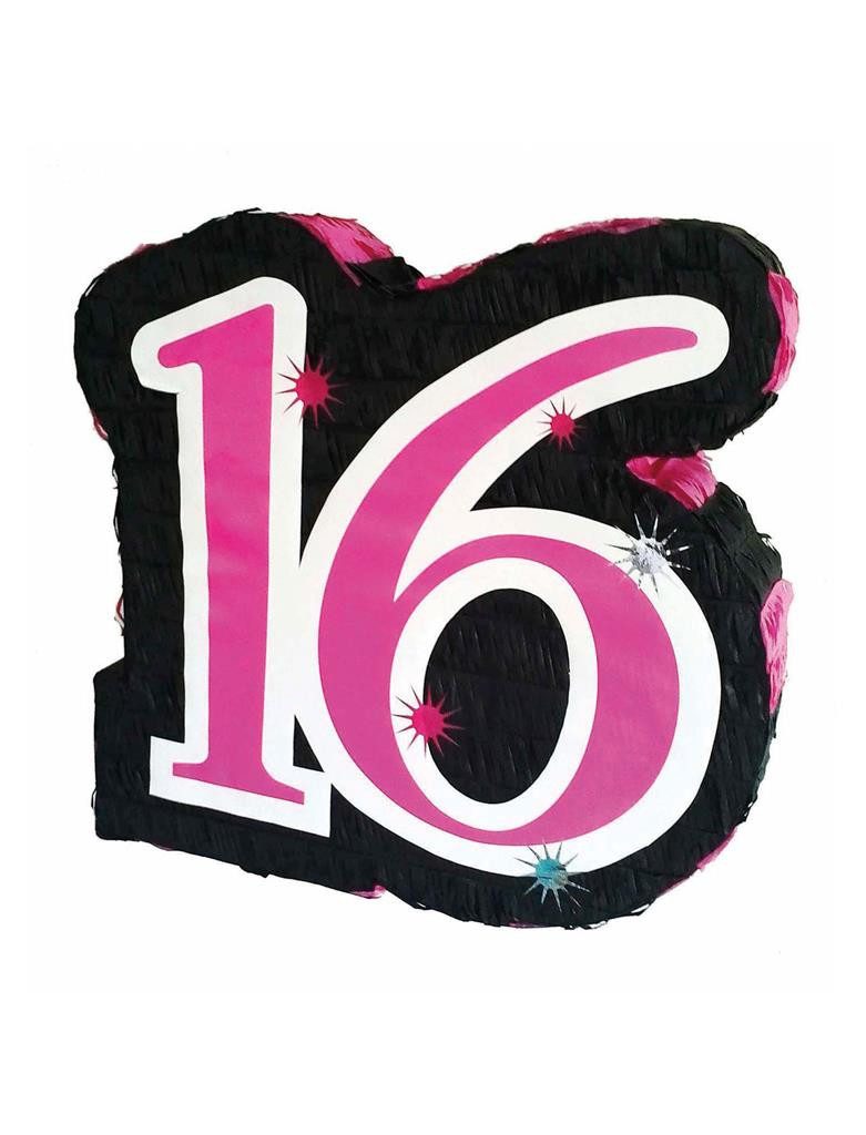 Funny Fashion Pinata Geburtstags Dekoration, Sweet 16 - Schwarz Pink 4