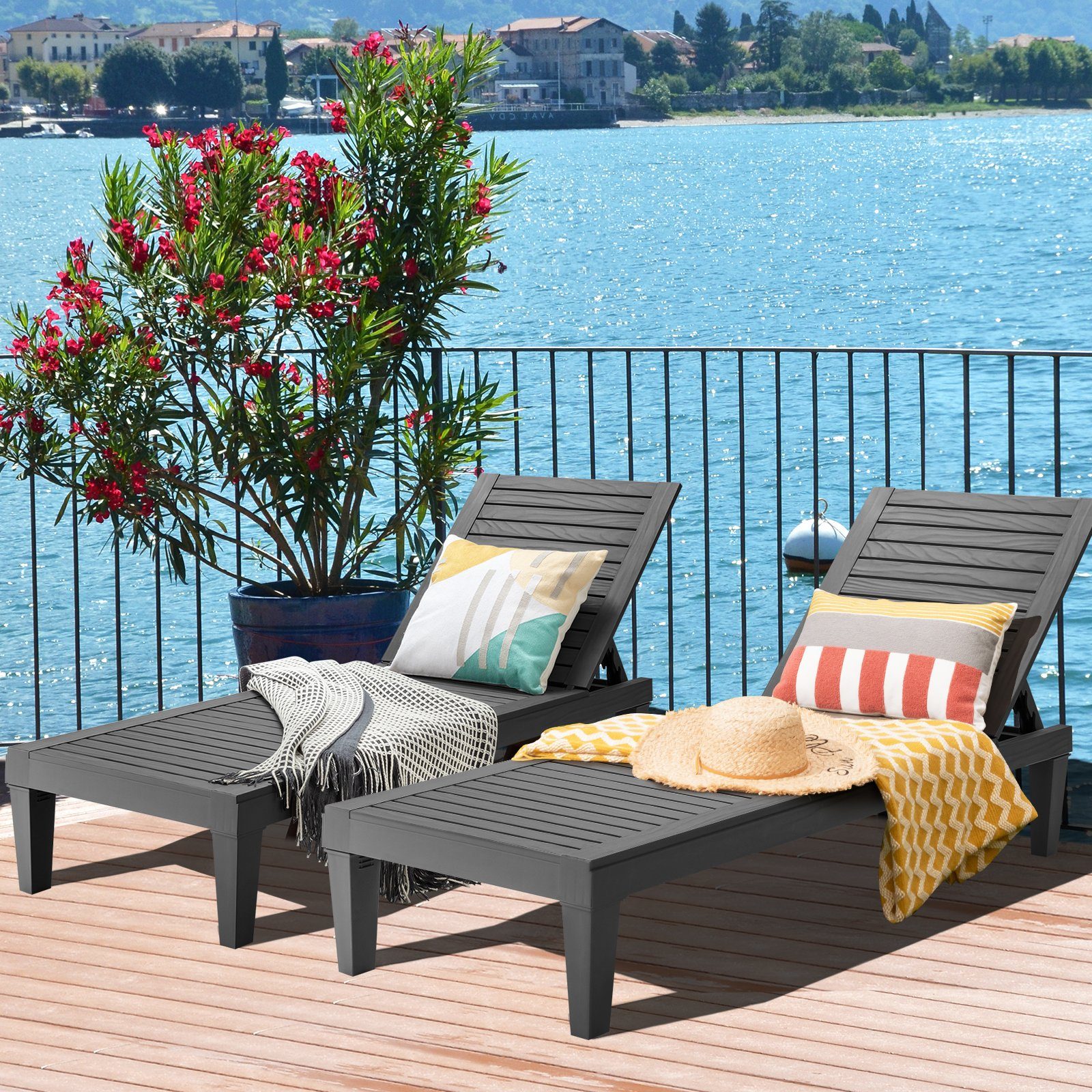 COSTWAY Gartenliege, wetterfest, 5-stufig Verstellbar, 180kg, günstig online kaufen