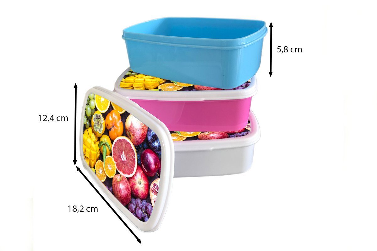 Brotbox und - Obst Brotdose, MuchoWow Jungs (2-tlg), Kinder Lunchbox Farben, für Mädchen für Erwachsene, und weiß Regenbogen Kunststoff, -