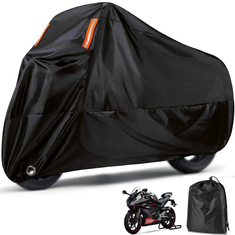 BlingBin Schutzplane Wasserdichte Motorrad Abdeckplane, Abdeckung Motorroller (1er Set, 1-St., Artikelmaße (L x B x H): 245*105*125cm), Motorrad Hülle L/XL/XXL/XXXL mit Reflexstreifen+Verriegelungslöchern