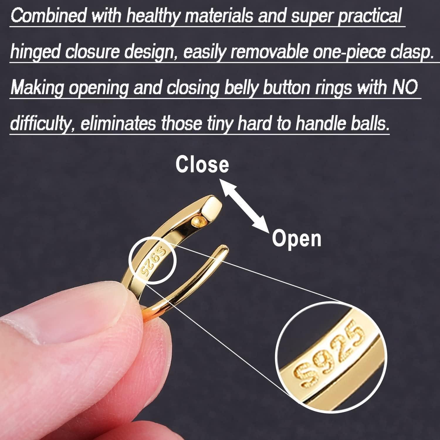 LuxusKollektion Bauchnabelpiercing 14G Clicker Bauchnabel Piercing Silber 925 Reverse Curved Barbell