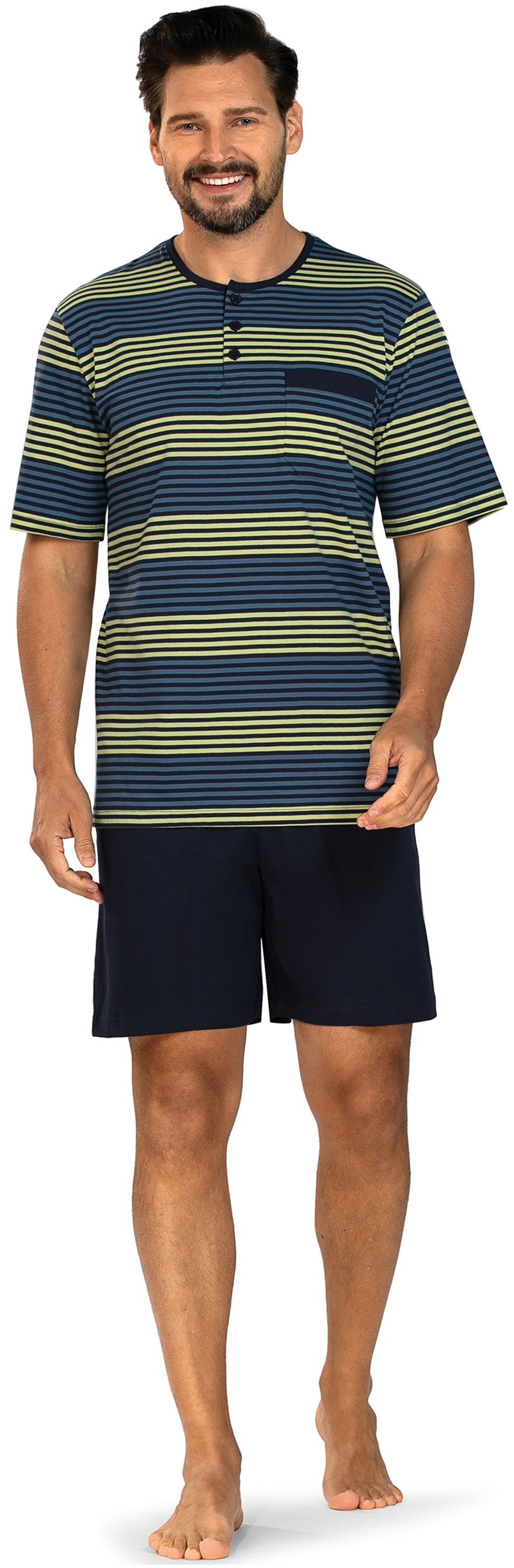 Comte Shorty Lunar Lounge (Set, 2 tlg., 2-teilig) Herren Pyjama kurz Shorty Kurzarm Baumwolle geknöpft große Größen