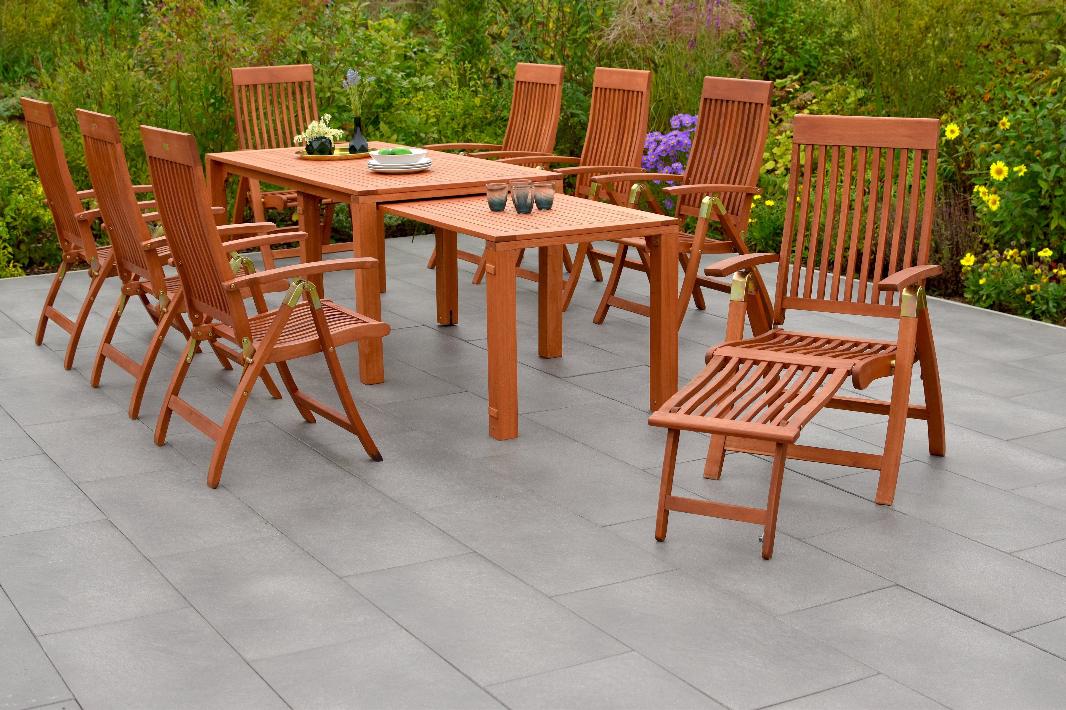 MERXX GartenEssgruppe Comodoro, (Set, 9tlg), 6 Klappsessel, 2