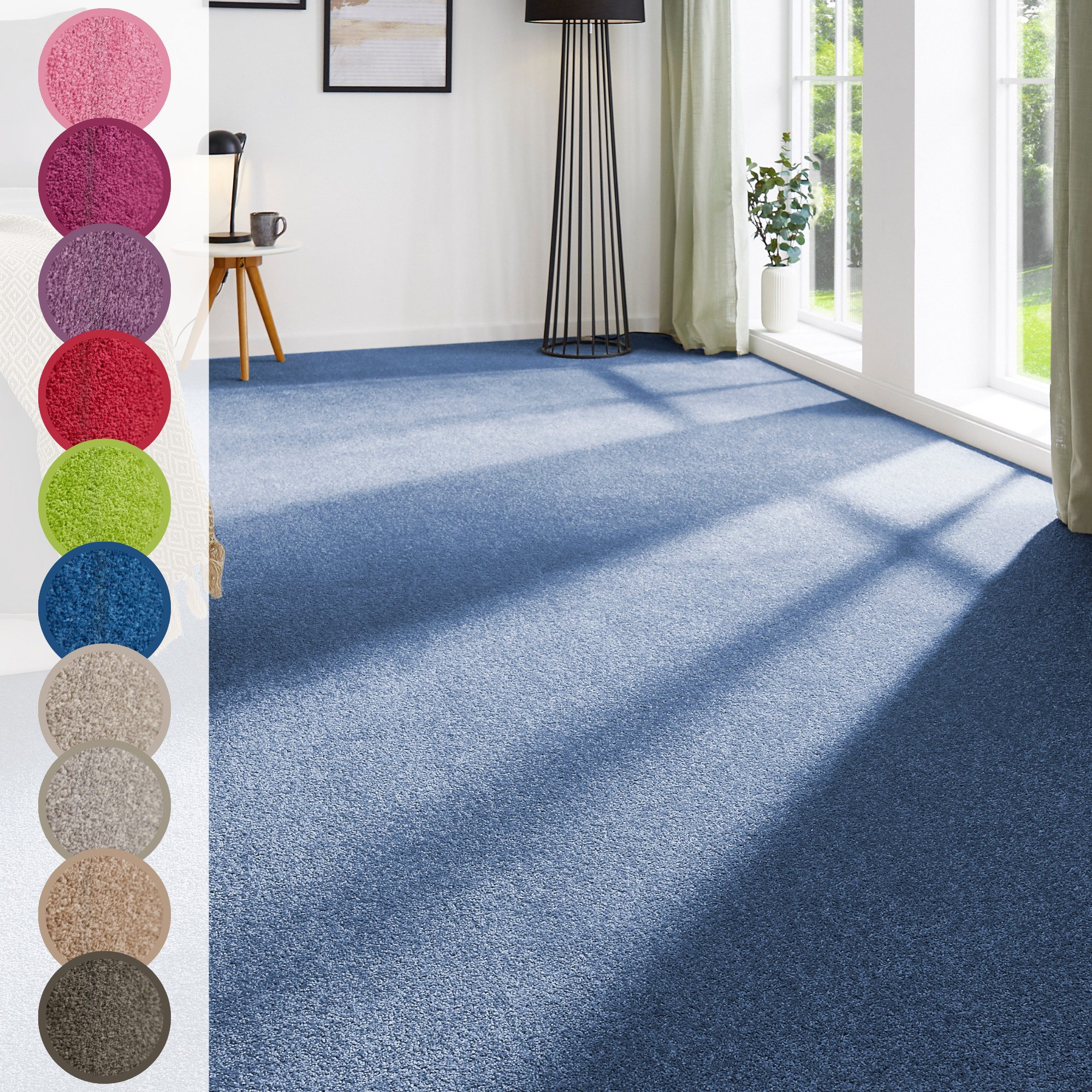 Andiamo Teppichboden Ines, Kräuselvelours, Gesamthöhe 8,5 mm, Luxusklasse LC2, rechteckig, Uni Farben, Breite 400 cm, strapazierfähig & pflegeleicht