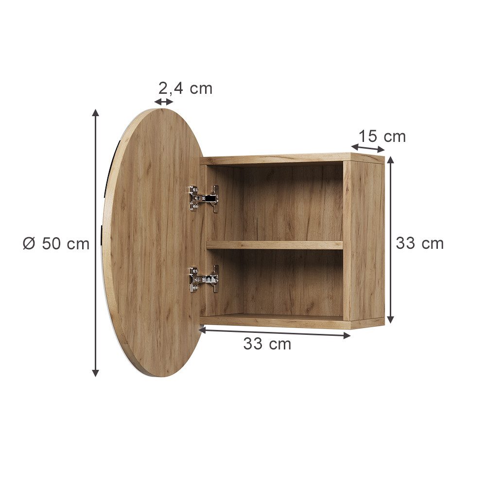 Vicco Badezimmerspiegelschrank Loki, Goldkraft Eiche, 50 günstig online kaufen