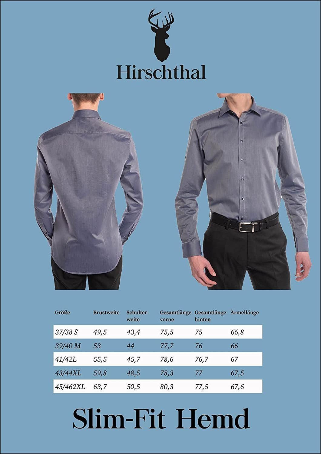 Hirschthal Businesshemd Herren Businesshemd Slim und Regular Fit in vielen Farben und Größen Langarm – Bild 4 von 4