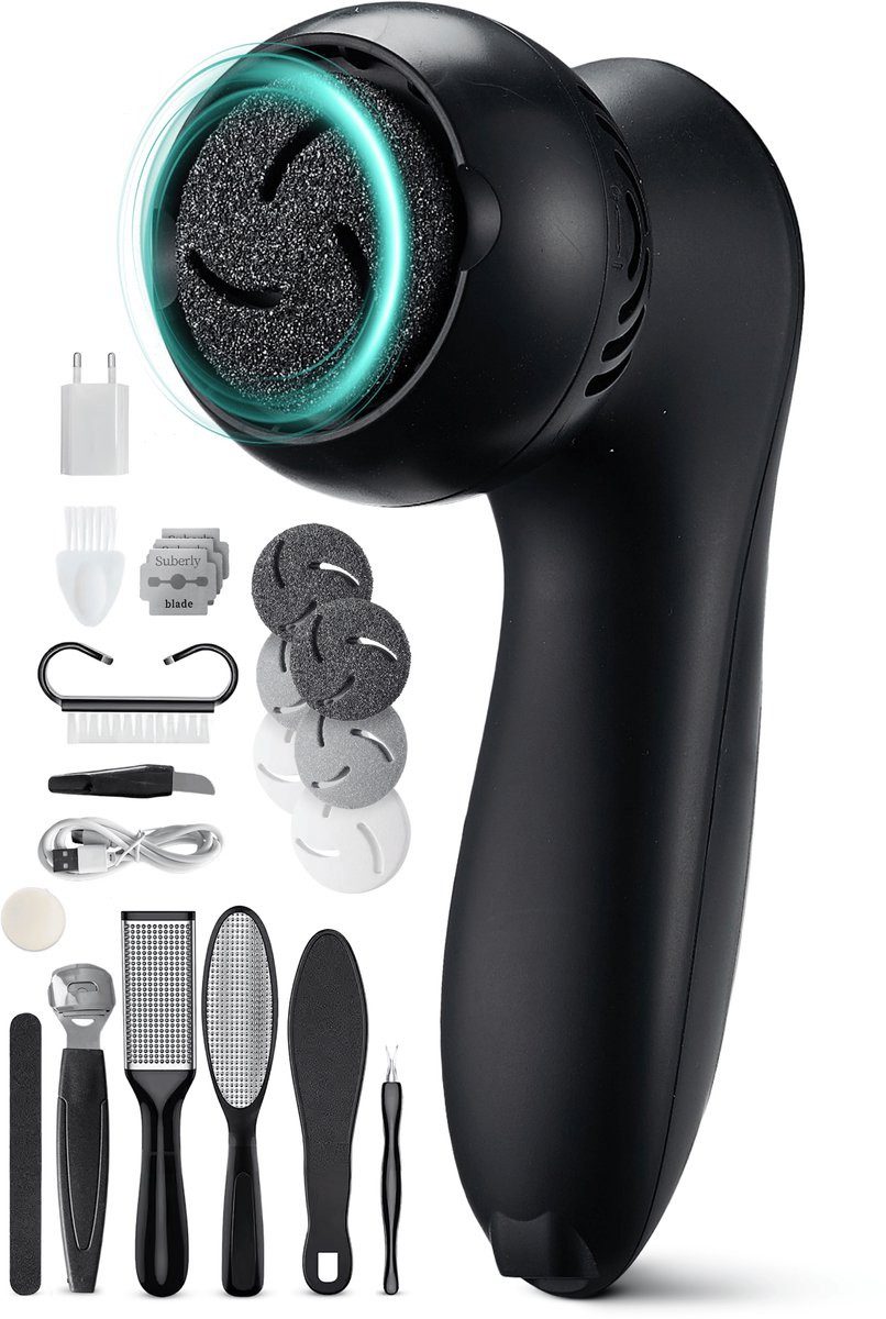 Vulpes Goods Elektrischer Hornhautentferner BodyCare PRO, mit Absaugung und Pedikürezubehör