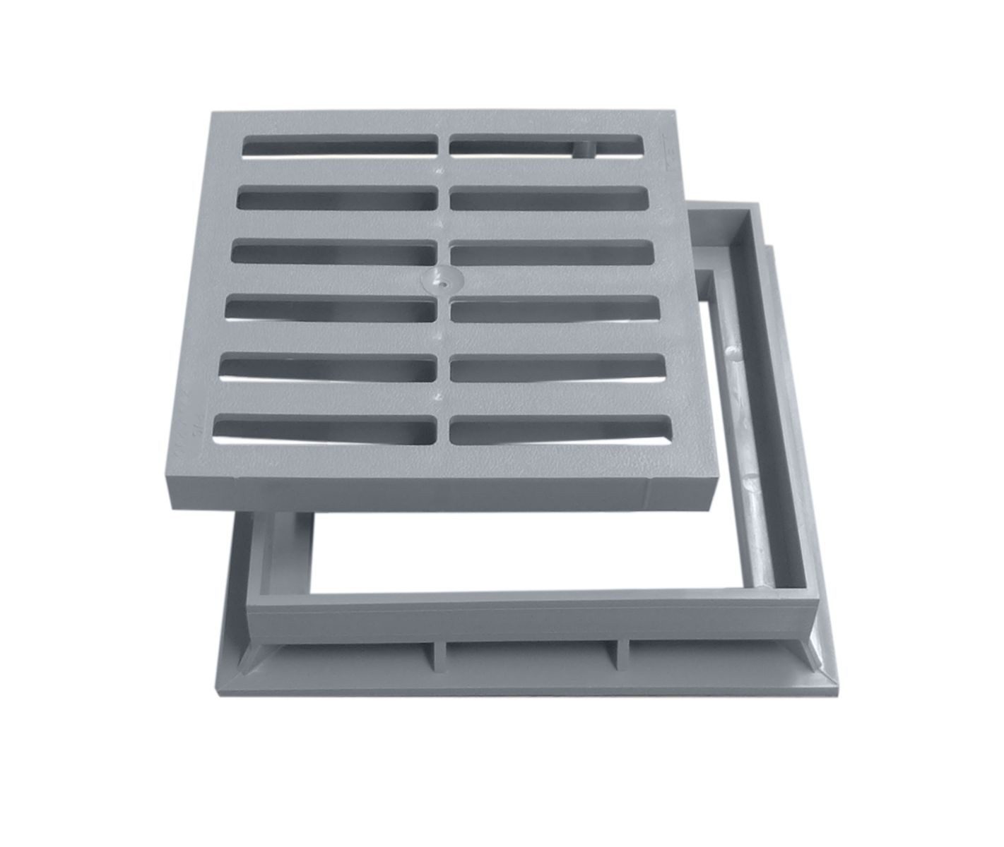 Marley Deutschland GmbH Erdschacht Kunststoffrost mit Rahmen Einlaufrost 200x200mm, 20x20x4 cm, 2-St., laugen- und säurebeständig, PKW-befahrbar