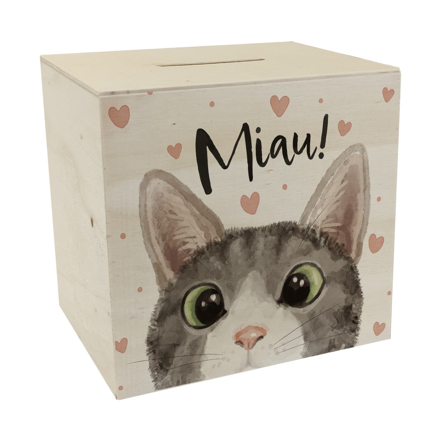 Spardose Miau Katze Spardose aus Holz