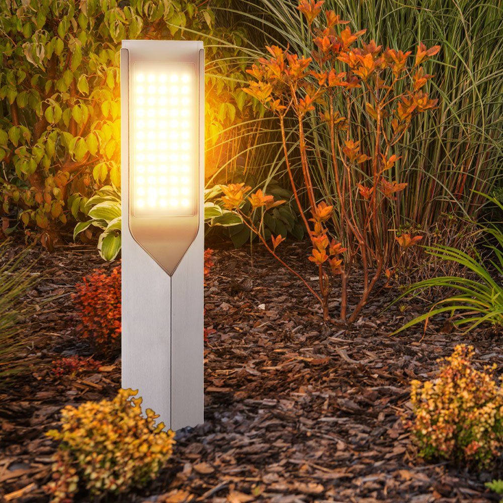 Globo LED Außen-Stehlampe, LED-Leuchtmittel fest verbaut, Warmweiß, Sockelleuchte Edelstahl Außenlampe Stehleuchte Gartenlampe Wegeleuchte