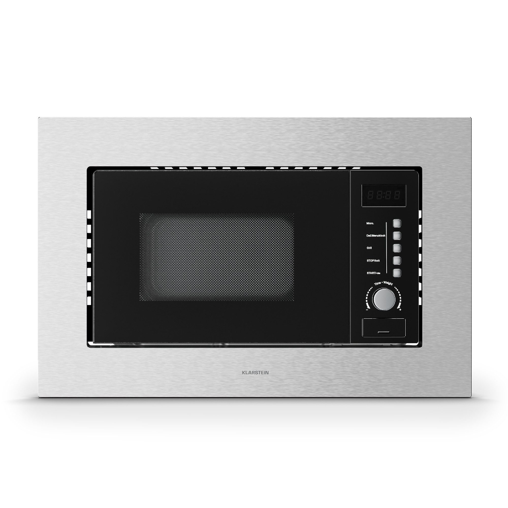 Klarstein Mikrowelle VeroSteel, Mikrowelle; Grill, 20 l, Einbau Microwave Grill 800 W 20 L LED Touch Edelstahl