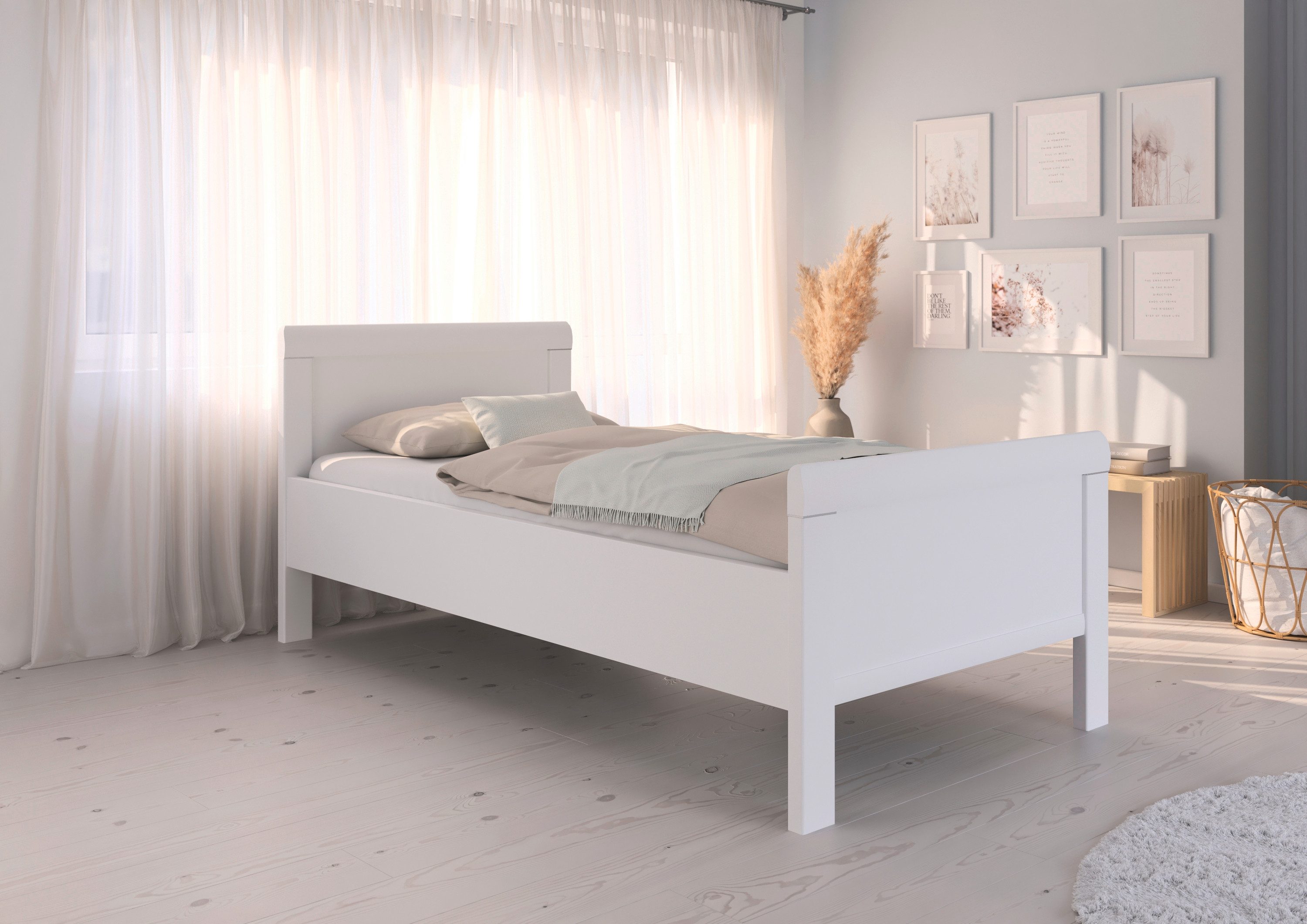 rauch Bett Bett Einzelbett Stollenbett EVELYN, in Komforthöhe aus Holzwerkstoff in elegantem Stil MADE IN GERMANY
