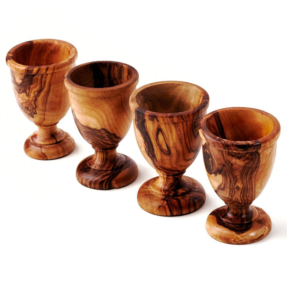 Eierbecher 4er Set Eierbecher aus Olivenholz, klassisch