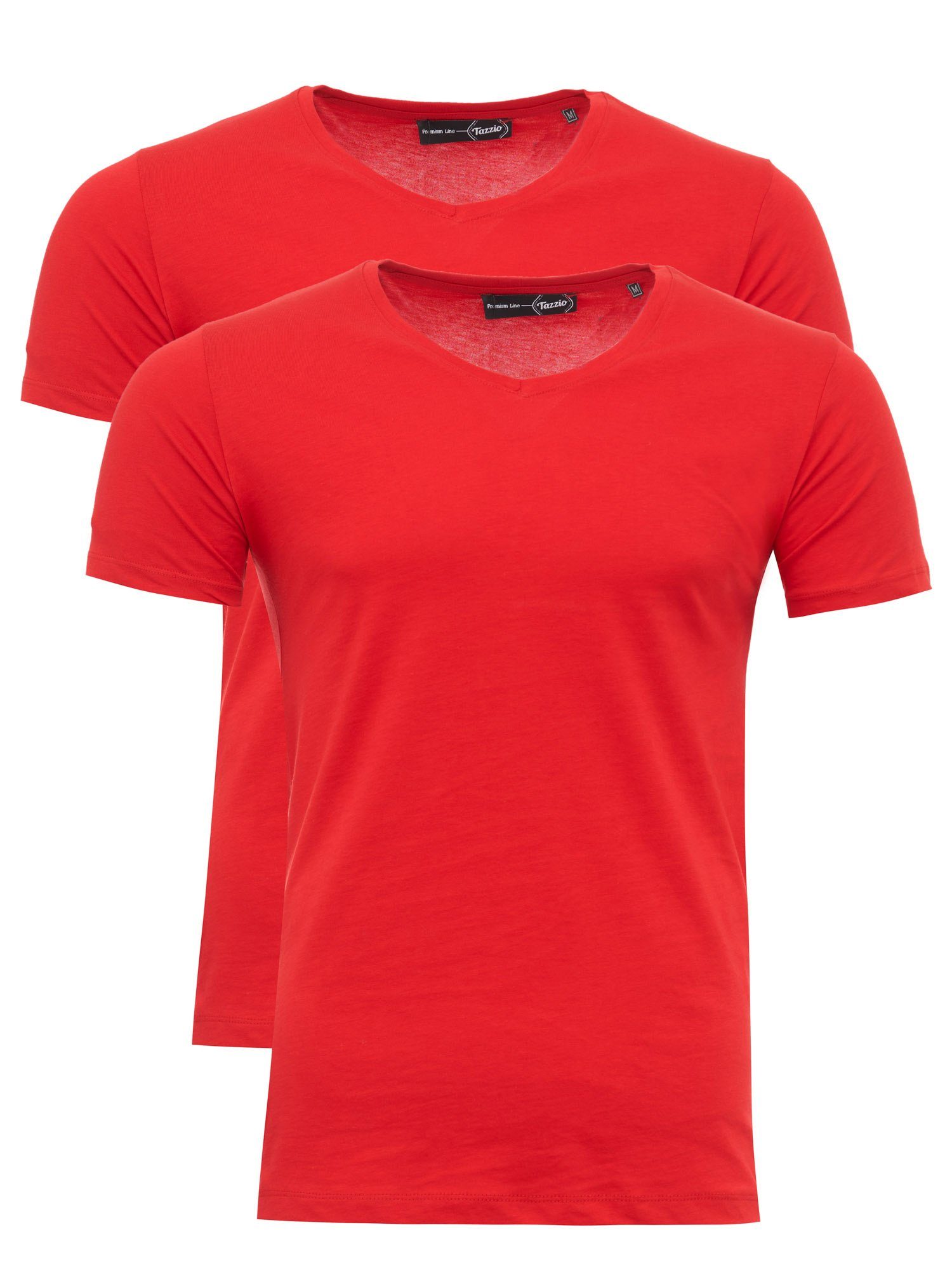 Tazzio T-Shirt E101 (2-tlg) mit V-Ausschnitt im 2er-Pack rot
