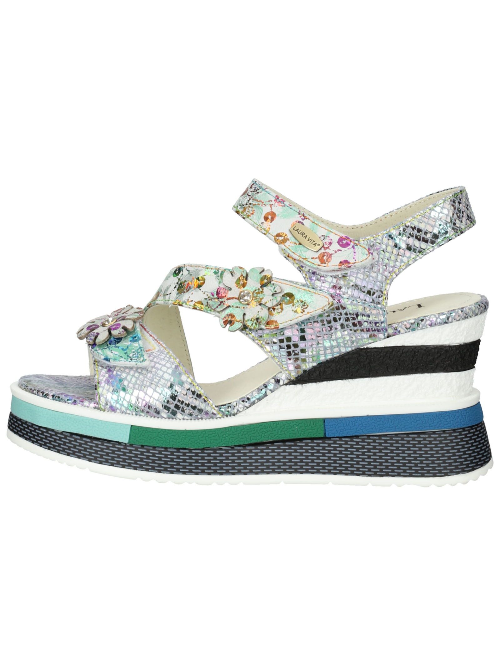 LAURA VITA Sandalen Leder/Textil . Keilsandalette