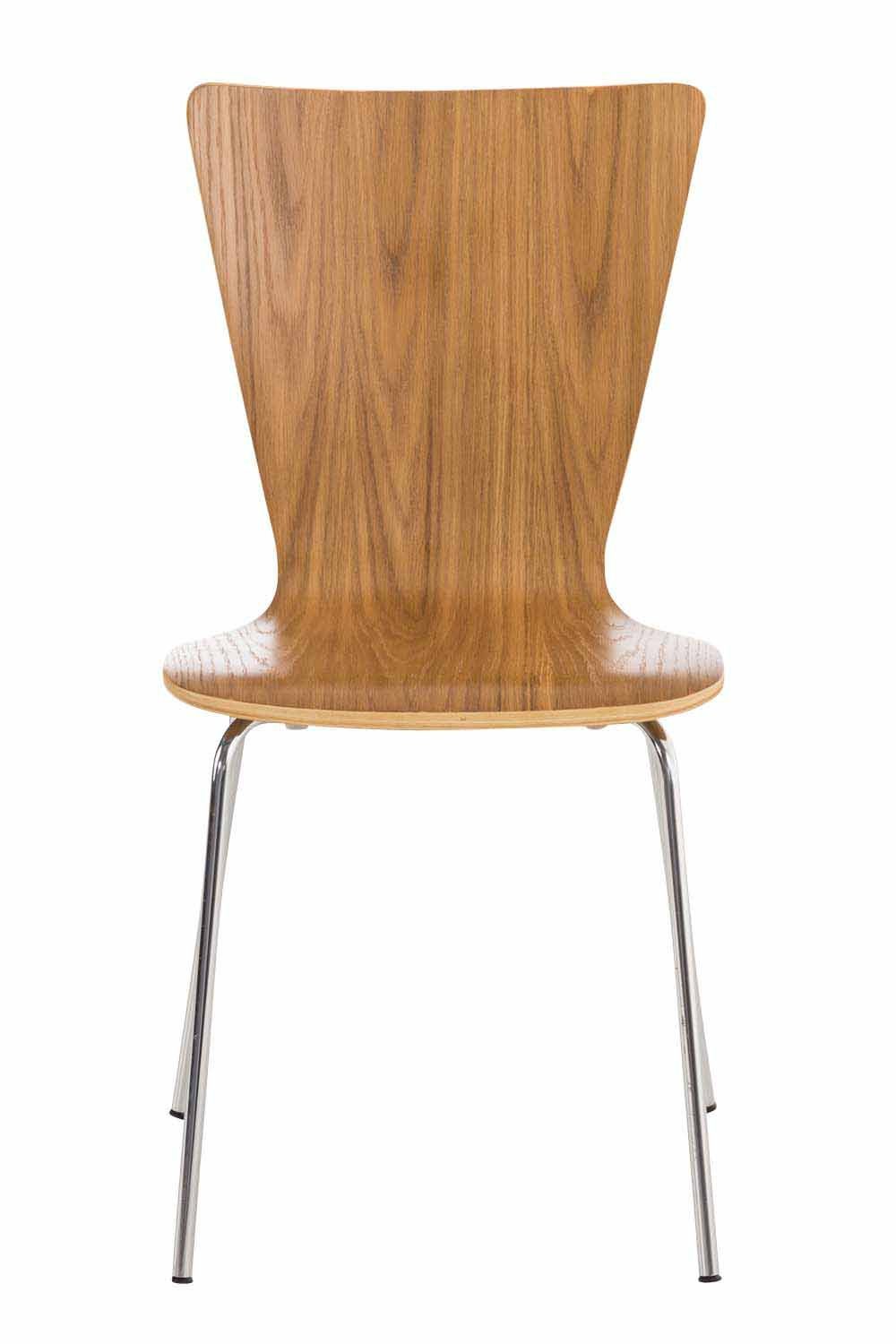 Besucherstuhl Jaron Sitzfläche Gestell: Sitzfläche: (Besprechungsstuhl St), 4 eiche Messestuhl, - mit ergonomisch - Konferenzstuhl Holz chrom - TPFLiving geformter Warteraumstuhl Metall -