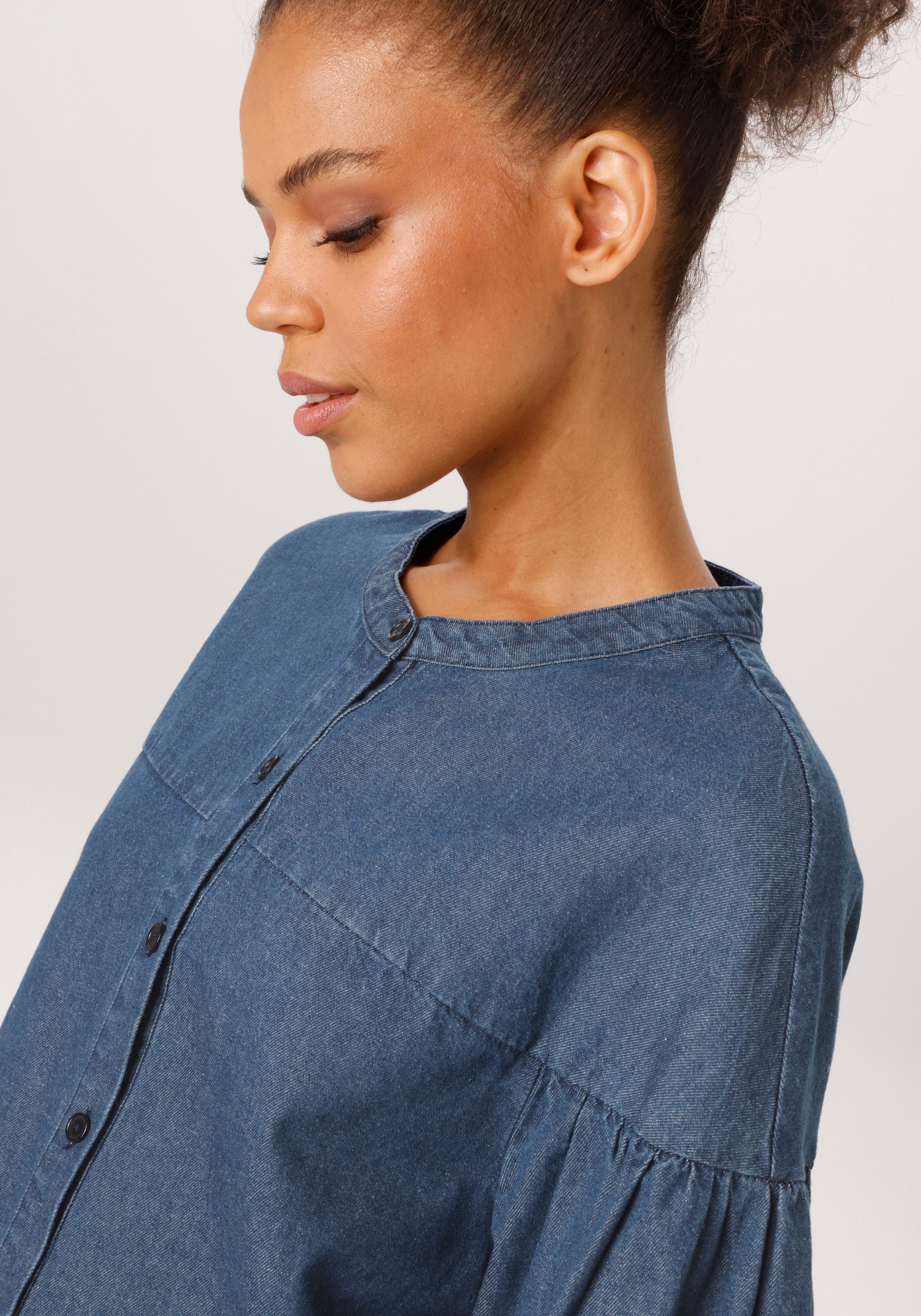 Aniston CASUAL Jeansbluse mit 3/4-langen Arm in weiter, topmodischer Form - NEUE KOLLEKTION