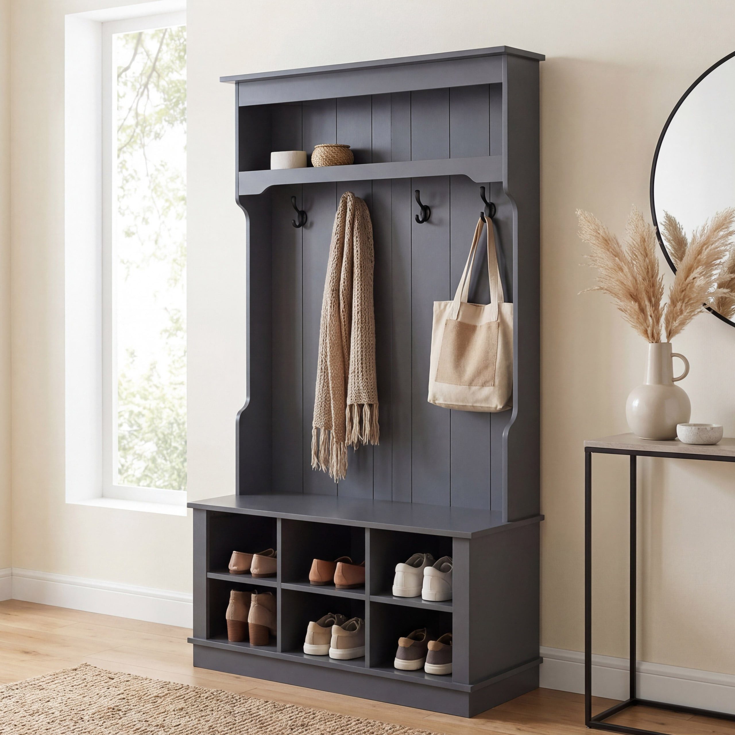 MCW Garderobe MCW-P26, Mit sechs Staufächern für Schuhe