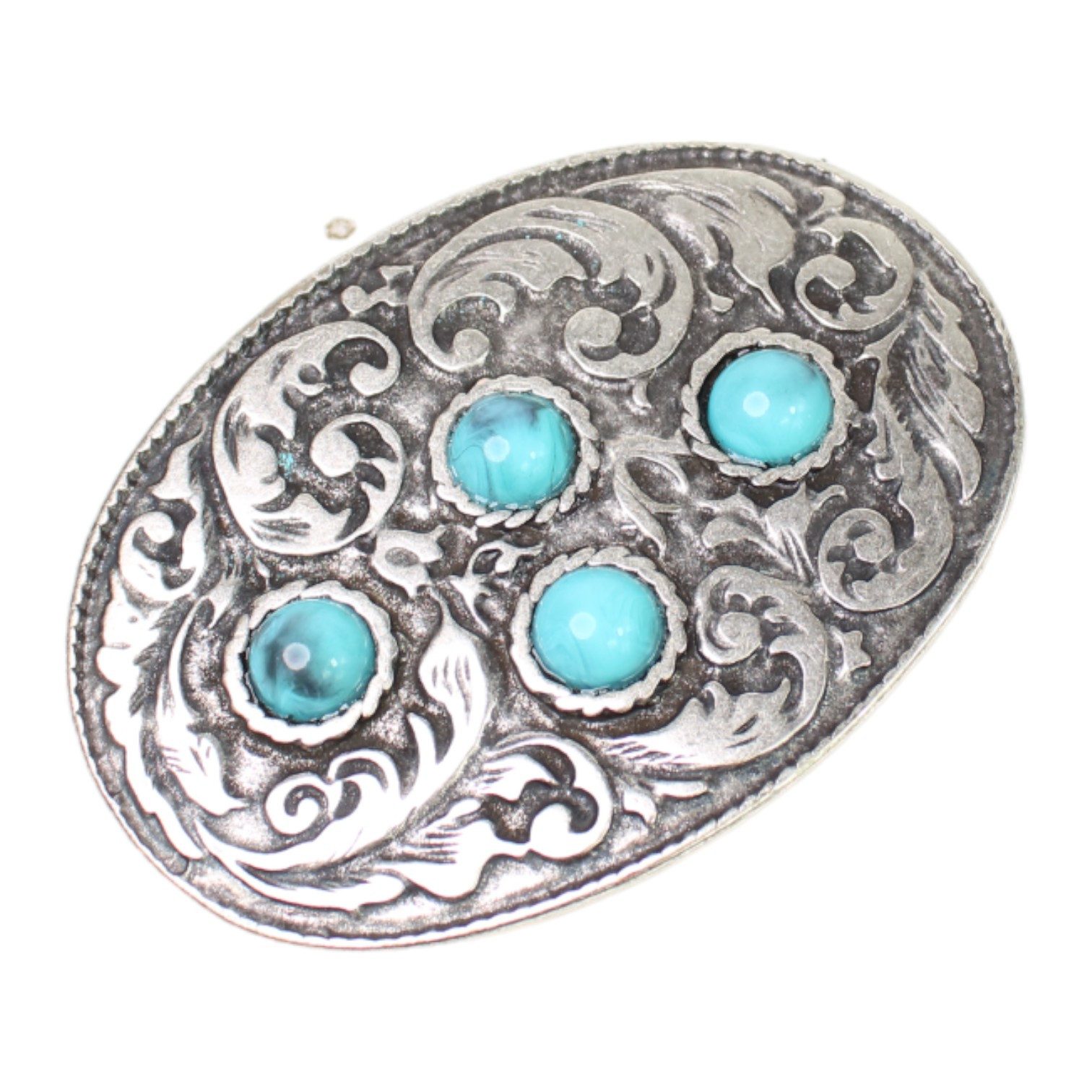 FRONHOFER Gürtelschnalle 18035 (1-St) Ovale Gürtelschnalle, 4 cm, Metall, florale Verzierung