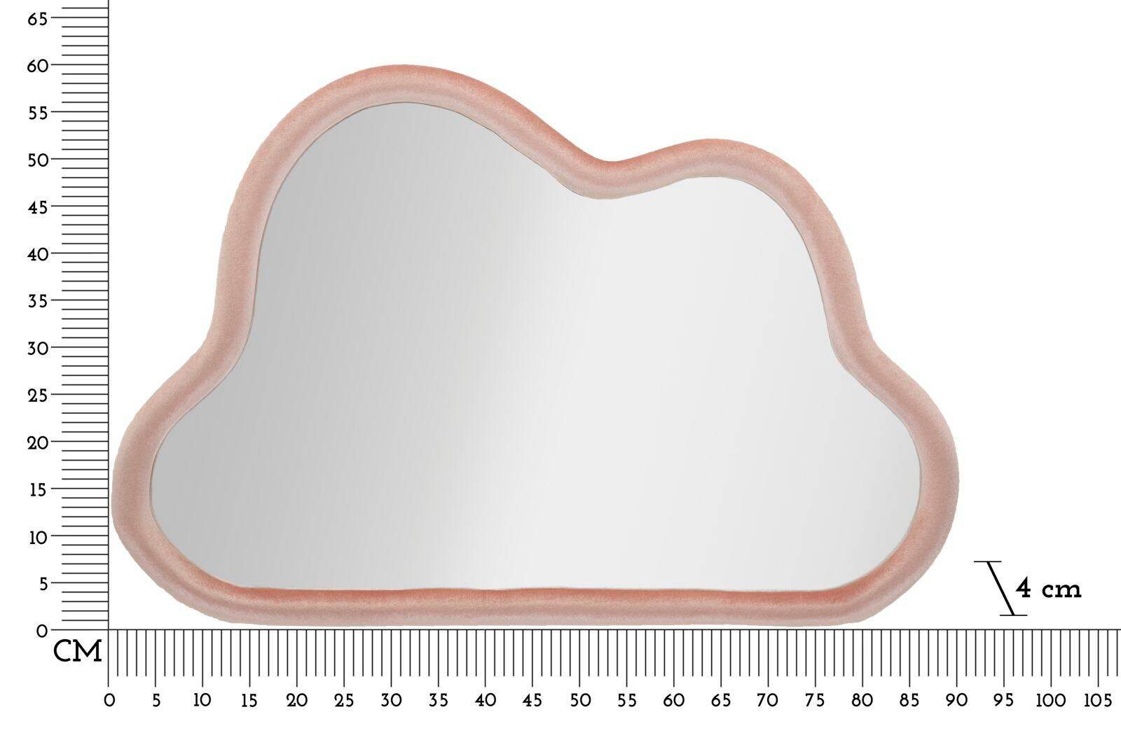 Mauro Ferretti Dekospiegel Wolkenförmiger Spiegel mit Rahmen aus Velours, 90 x 60 cm