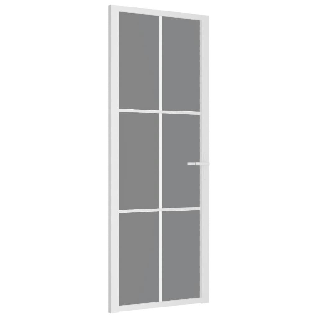 vidaXL Haustür Innentür 76x201,5 cm Weiß ESG-Glas und Aluminium (1-St)