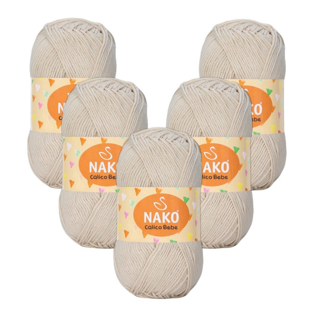 NAKO 5 x NAKO Calico Bebe Häkelwolle, 245 m, Baumwoll-Strickgarn,Häkelgarn,Babygarn