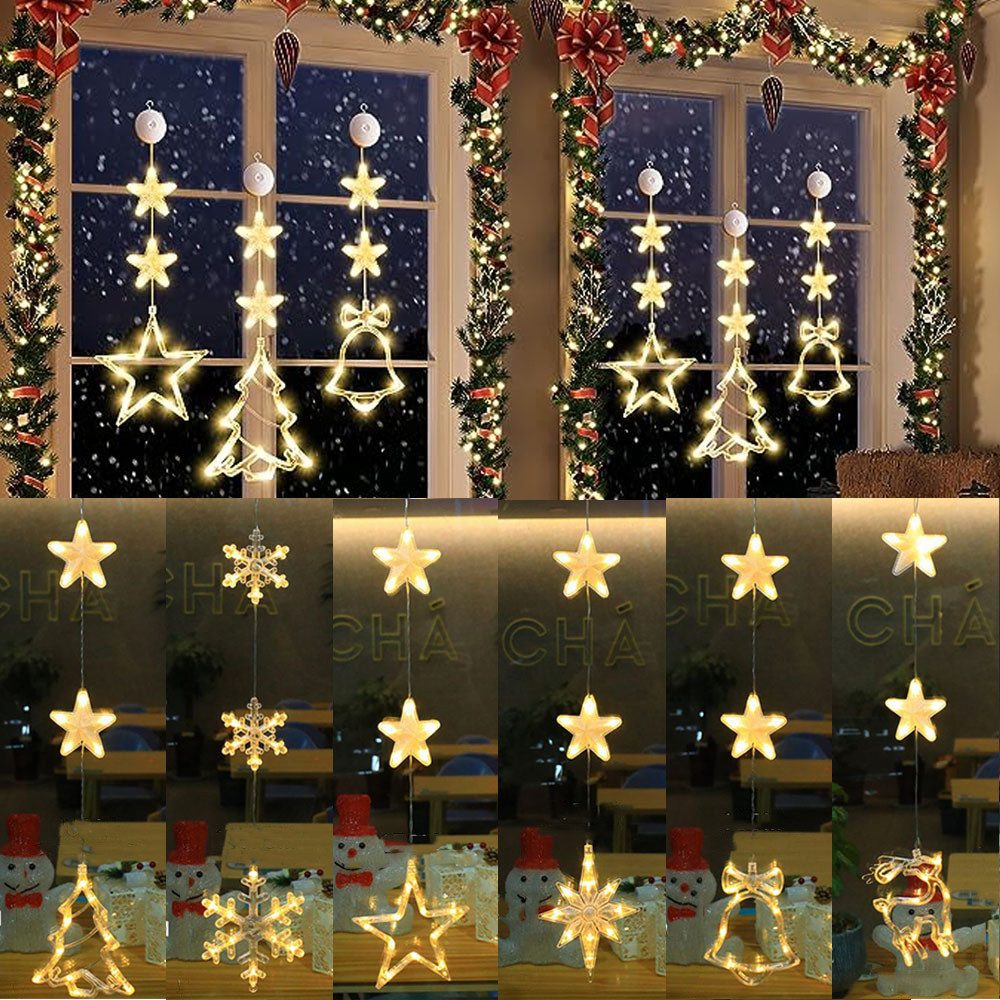 PRIISF LED-Lichtervorhang Sterne LED-Lichterkette Fenster Beleuchtung günstig online kaufen
