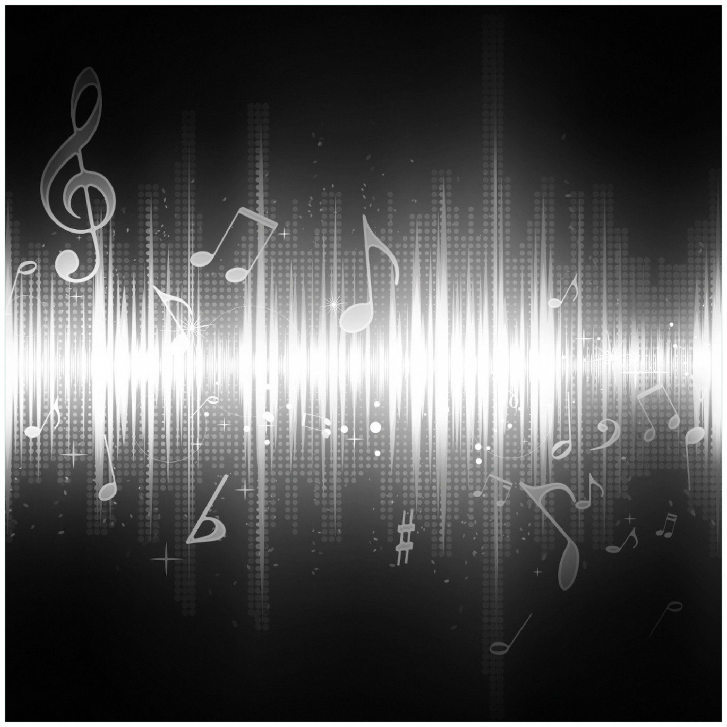 Wallario Memoboard Noten der Musik in schwarz und weiß