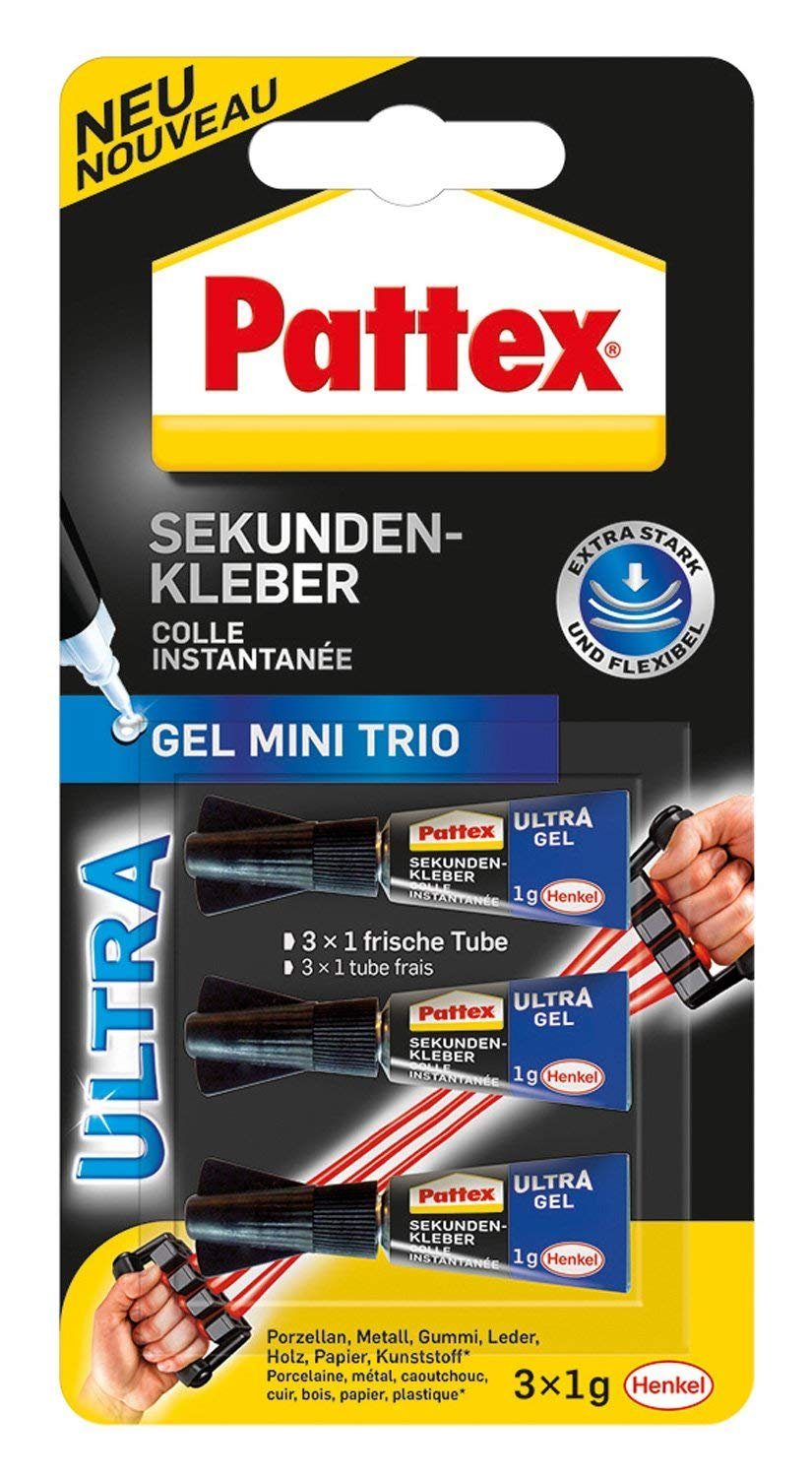 Pattex Kugelschreiber 12x Pattex 9H PSMG3 Sekundenkleber Ultra Gel Mini Trio 3 Tuben 1 g(S)