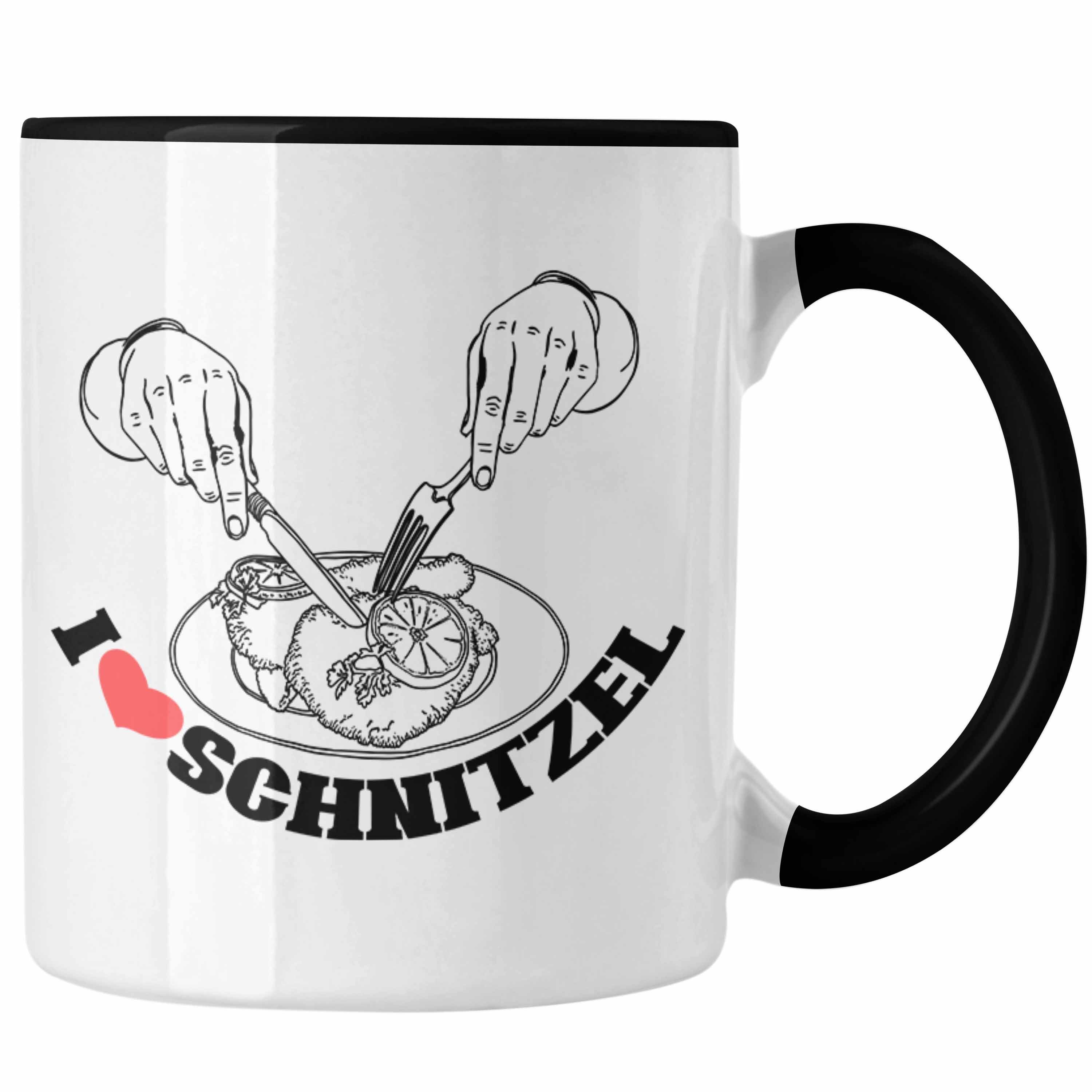 Trendation Tasse Schnitzel-Tasse Geschenk für Schnitzel-Liebhaber Schwarz