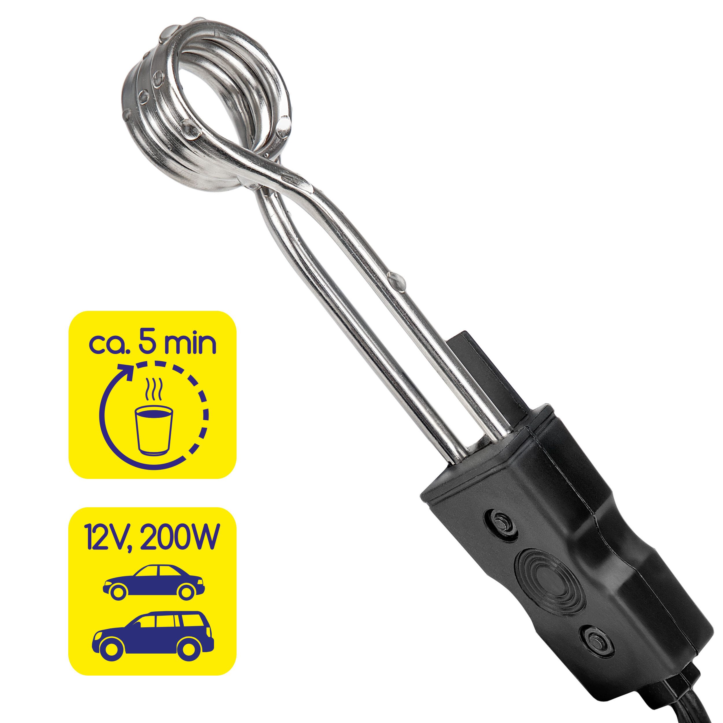 alca Tauchsieder Auto-Tauchsieder 12V 200 W Wasserkocher für Reisen Camping Baustelle