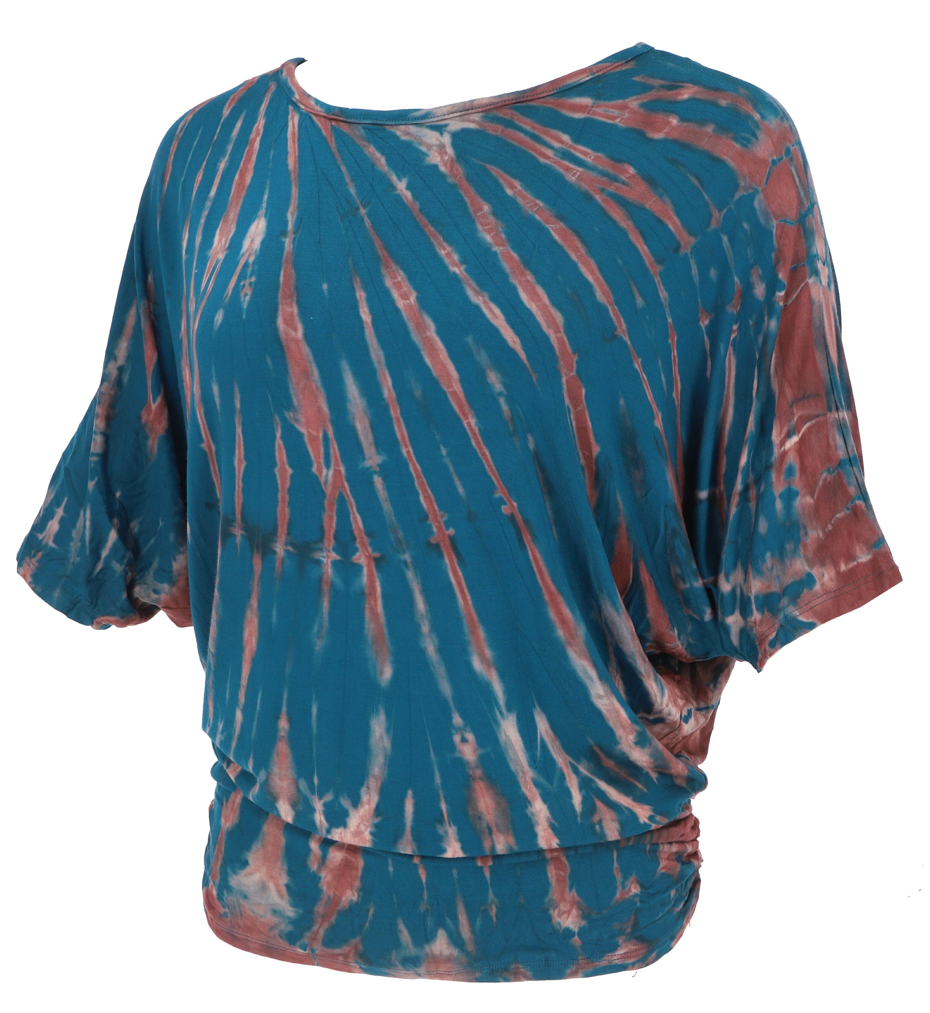Guru-Shop T-Shirt Batikshirt mit Fledermausärmeln, lockeres.. günstig online kaufen