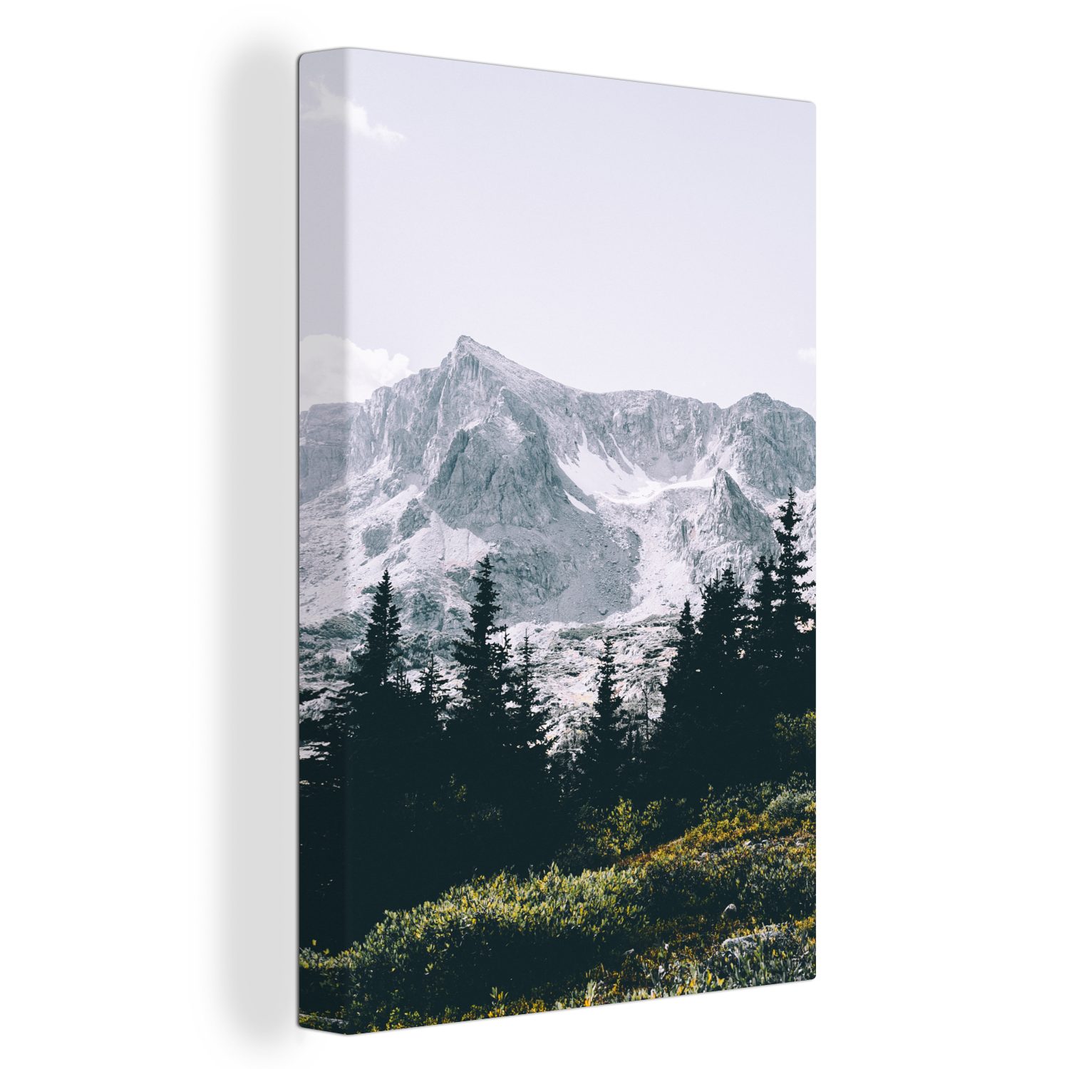 Gemälde, inkl. bespannt - Wald - 20x30 OneMillionCanvasses® Berge Natur, fertig Leinwandbild St), Leinwandbild cm Zackenaufhänger, (1