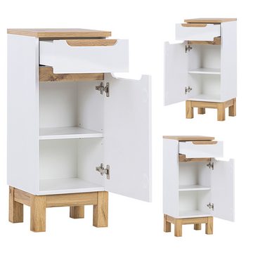 Lomadox Badmöbel-Set SOLNA-56, (Spar-Set, 6-St), mit waschtisch 60cm Keramik-Becken in Hochglanz weiß 110/200/46 cm