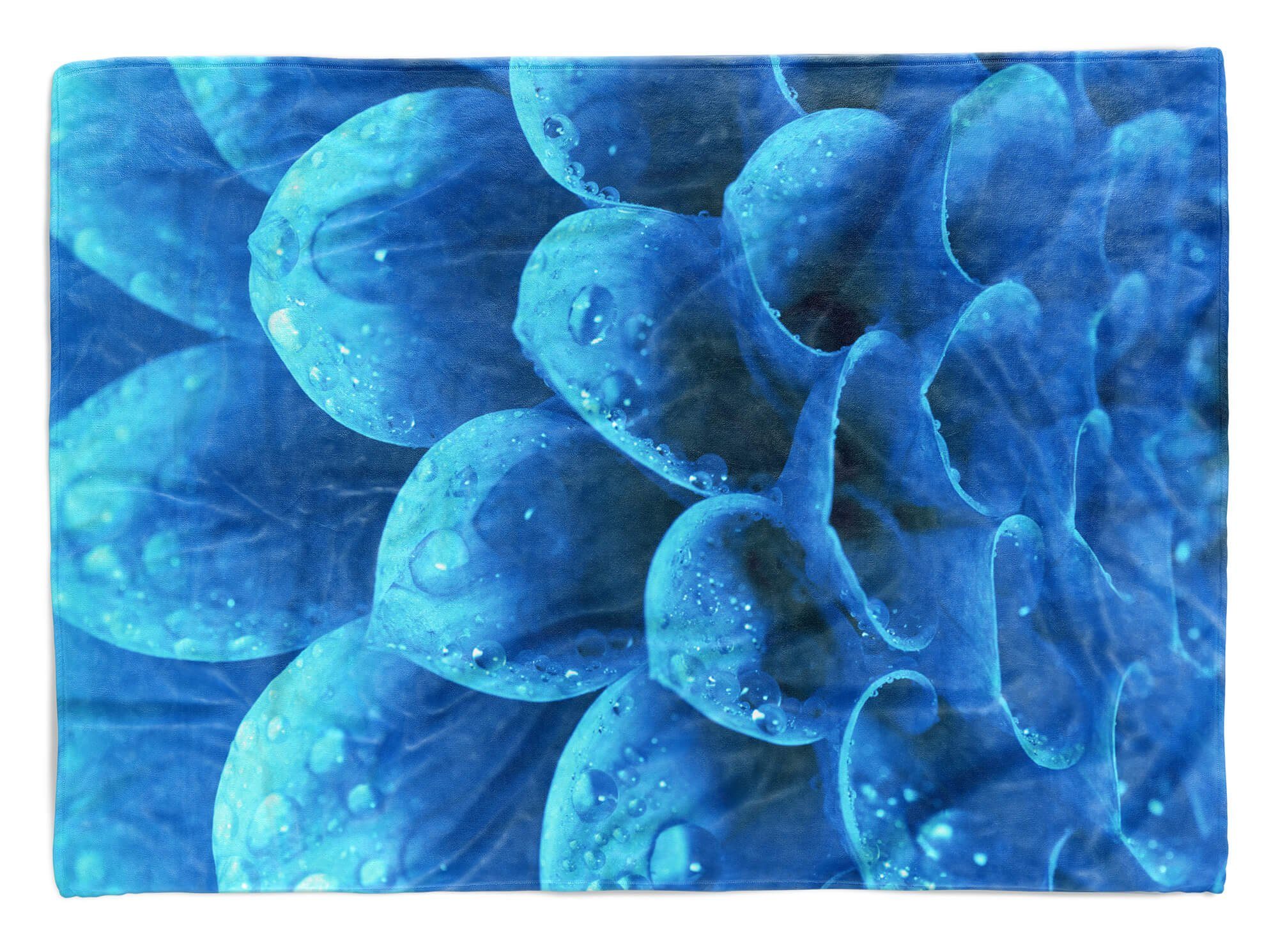 Sinus Art Handtücher Handtuch Strandhandtuch Saunatuch Kuscheldecke mit Fotomotiv Blaue Dahlie Blume, Baumwolle-Polyester-Mix (1-St), Handtuch