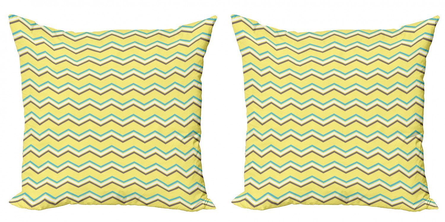 Zigzag (2 Yellow Stück), Modern Chevron Digitaldruck, Doppelseitiger Retro Accent Kissenbezüge Abakuhaus
