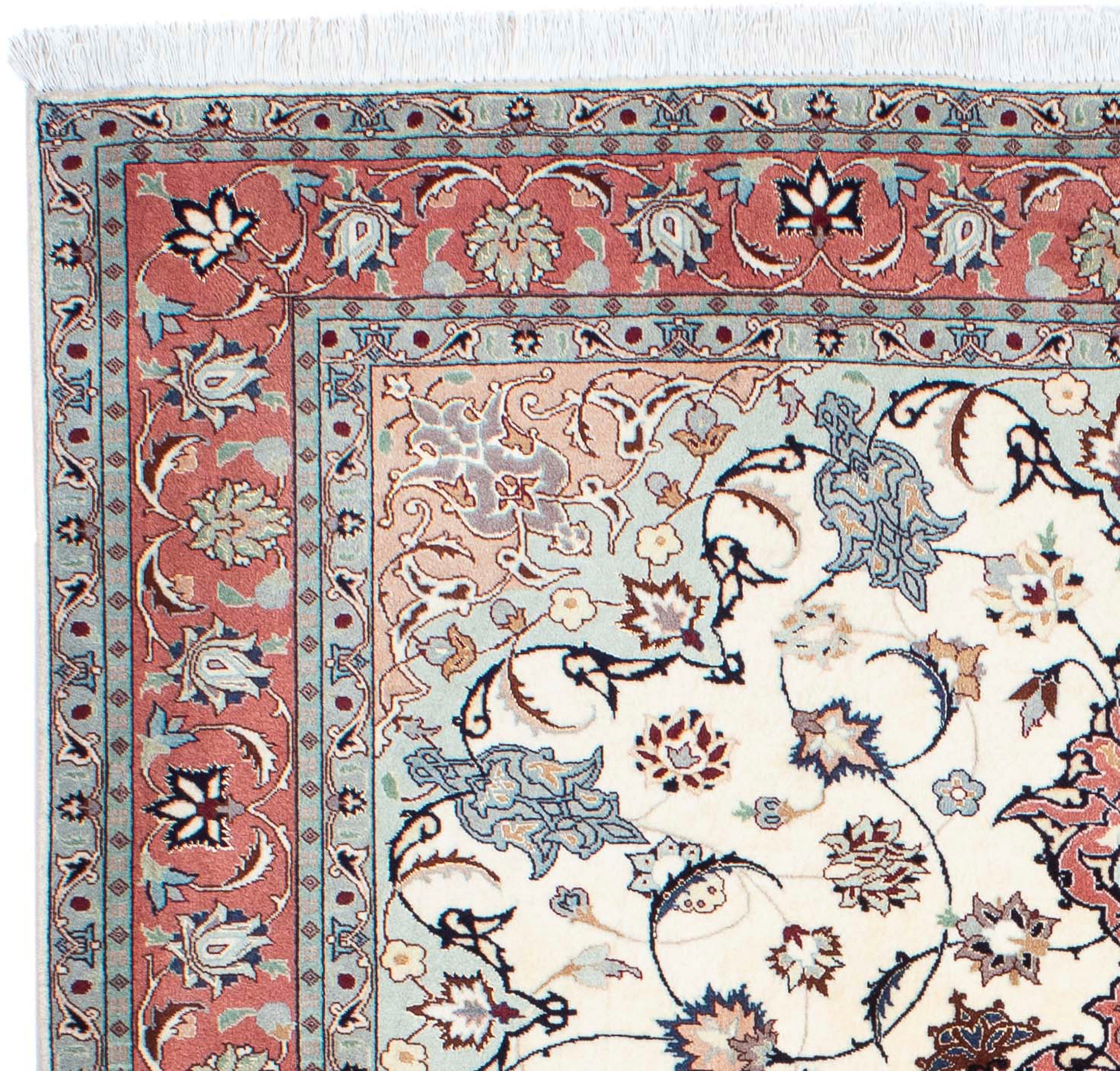 Perser Orientteppich - x - 158 rechteckig, - mm, Einzelstück mit cm Zertifikat Handgeknüpft, Täbriz - Wohnzimmer, beige, 193 Royal 7 morgenland, Höhe: