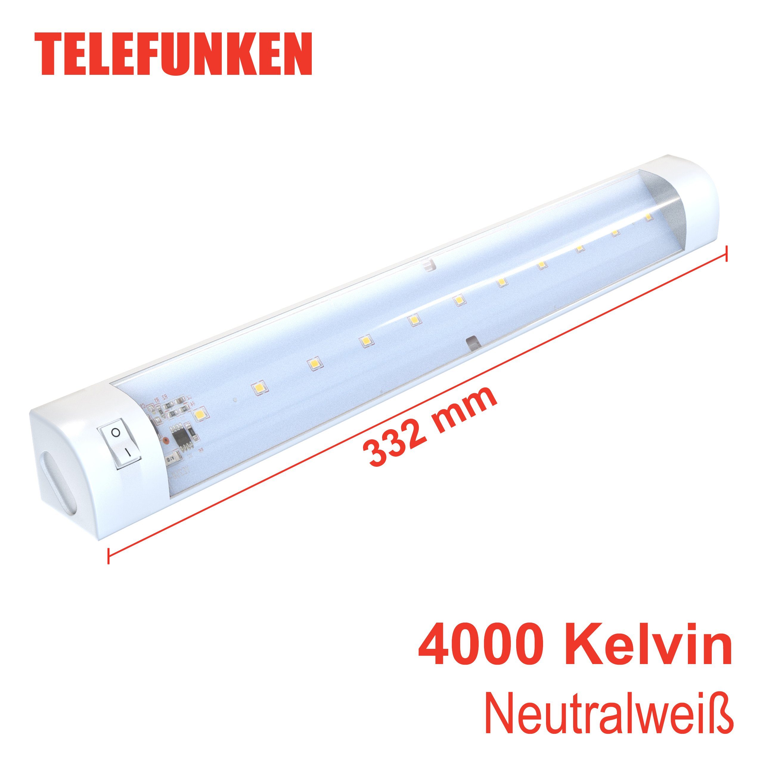 Telefunken LED Unterbauleuchte 600606TF, LED 4,2W 33,2x3,6x3,2cm fest verbaut, 4000K 350lm Unterbauleuchte Neutralweiß