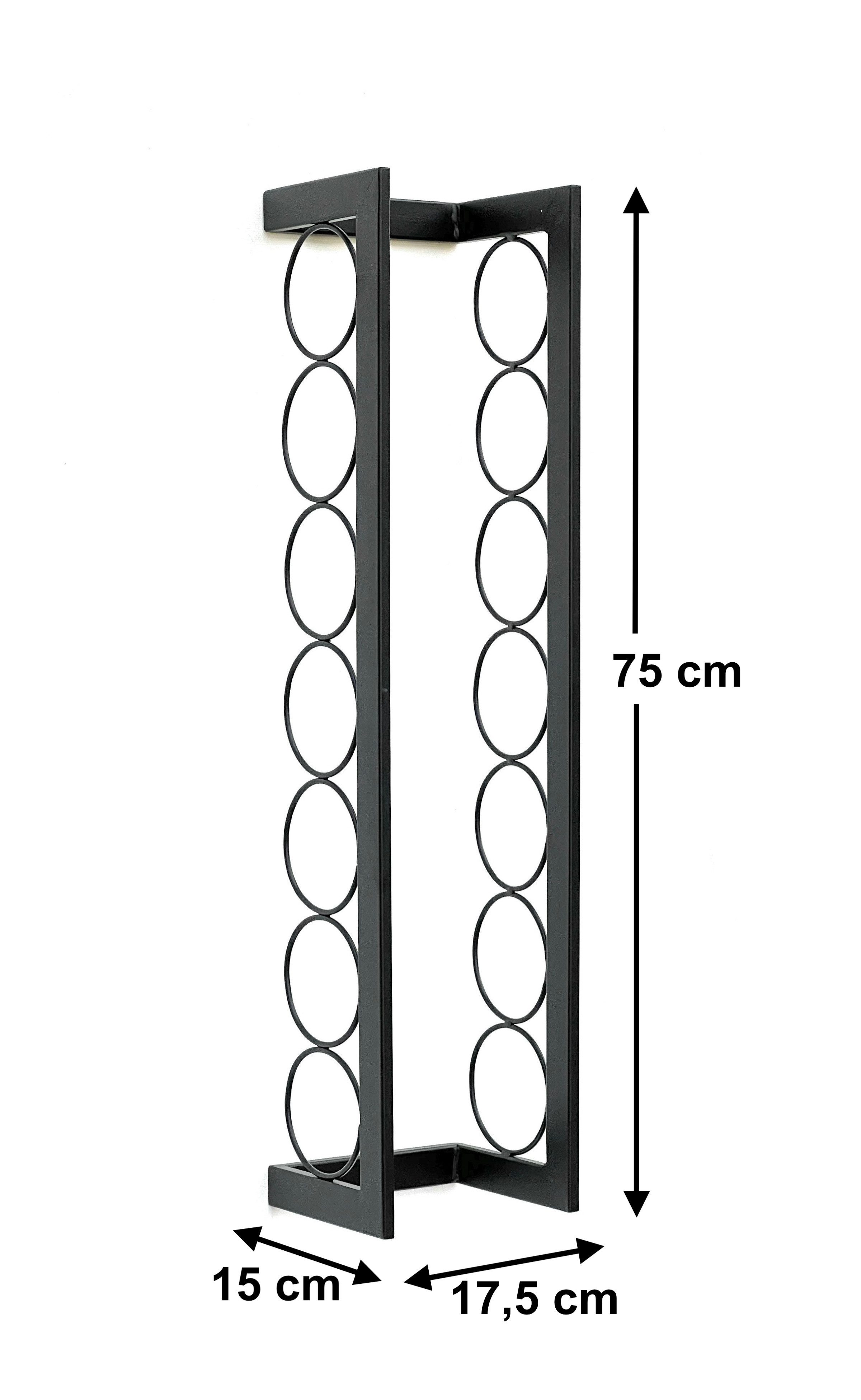 DanDiBo Weinregal Flaschenhalter Metall Wand 75 cm Schwarz Flaschenregal 96291, auch zum Hinstellen