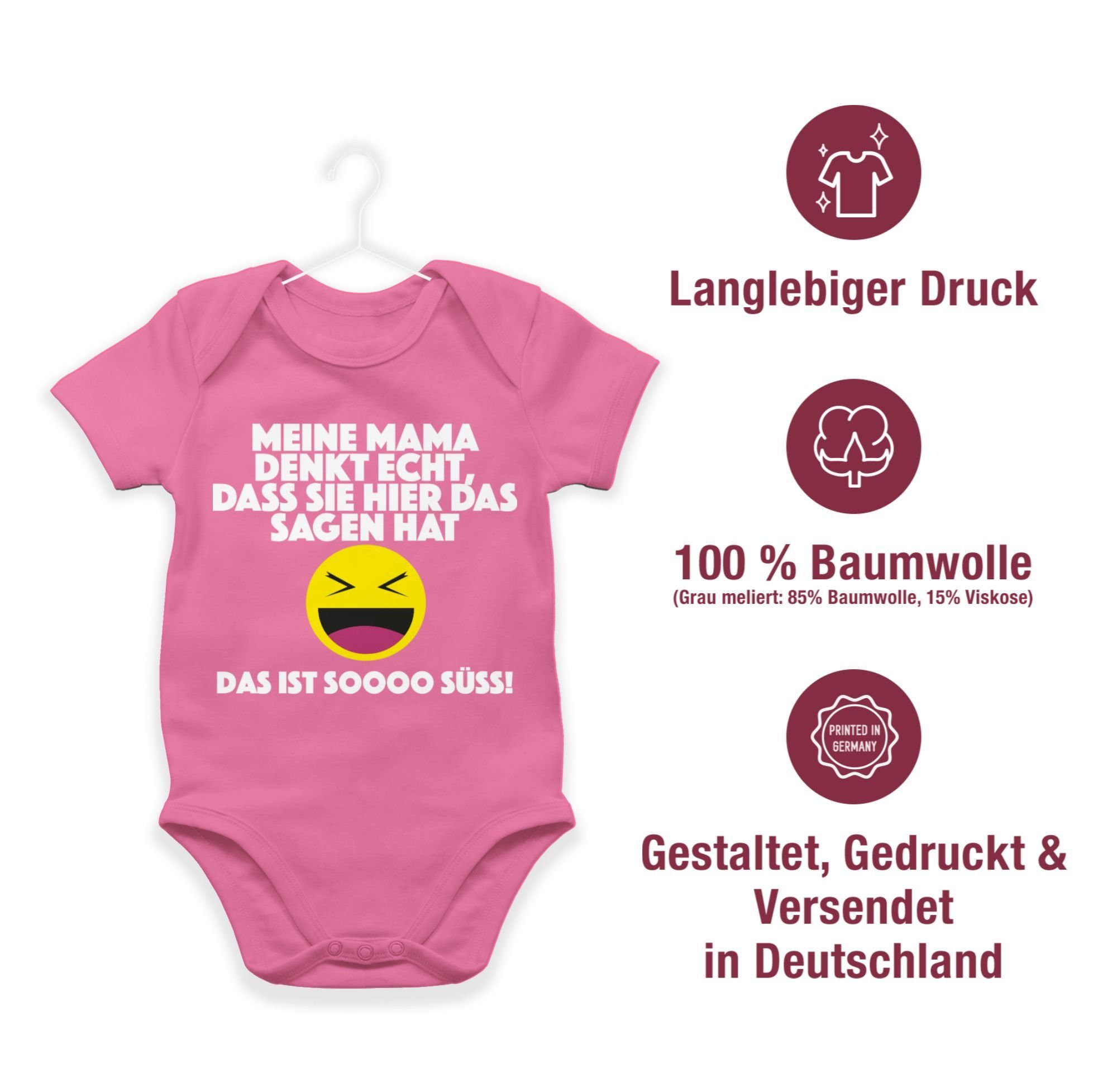 denkt hier 3 Pink Emoticon Shirtbody Mama Shirtracer sagen Das echt, sie dass das Meine ist Sprüche Baby - hat.