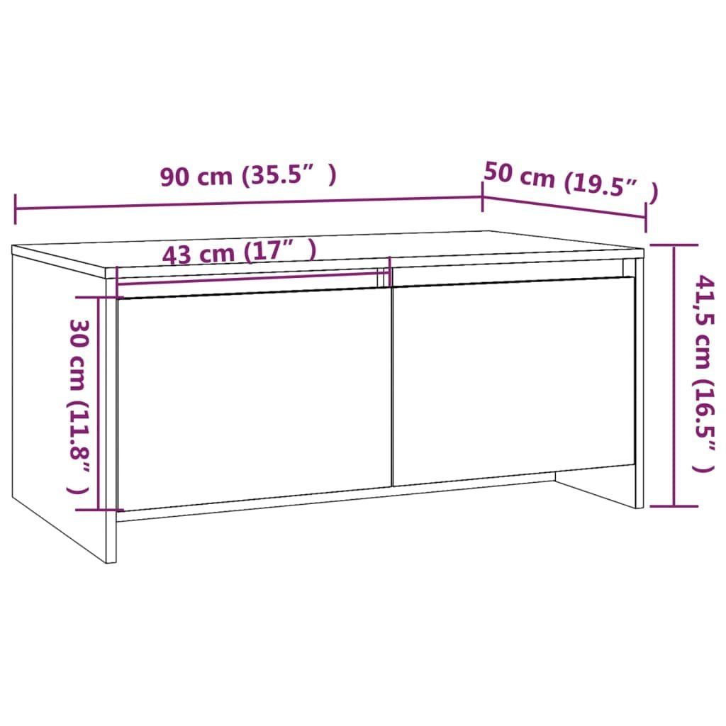 | Weiß Couchtisch (1-St) 90x50x41,5 Weiß Weiß cm vidaXL Holzwerkstoff Couchtisch