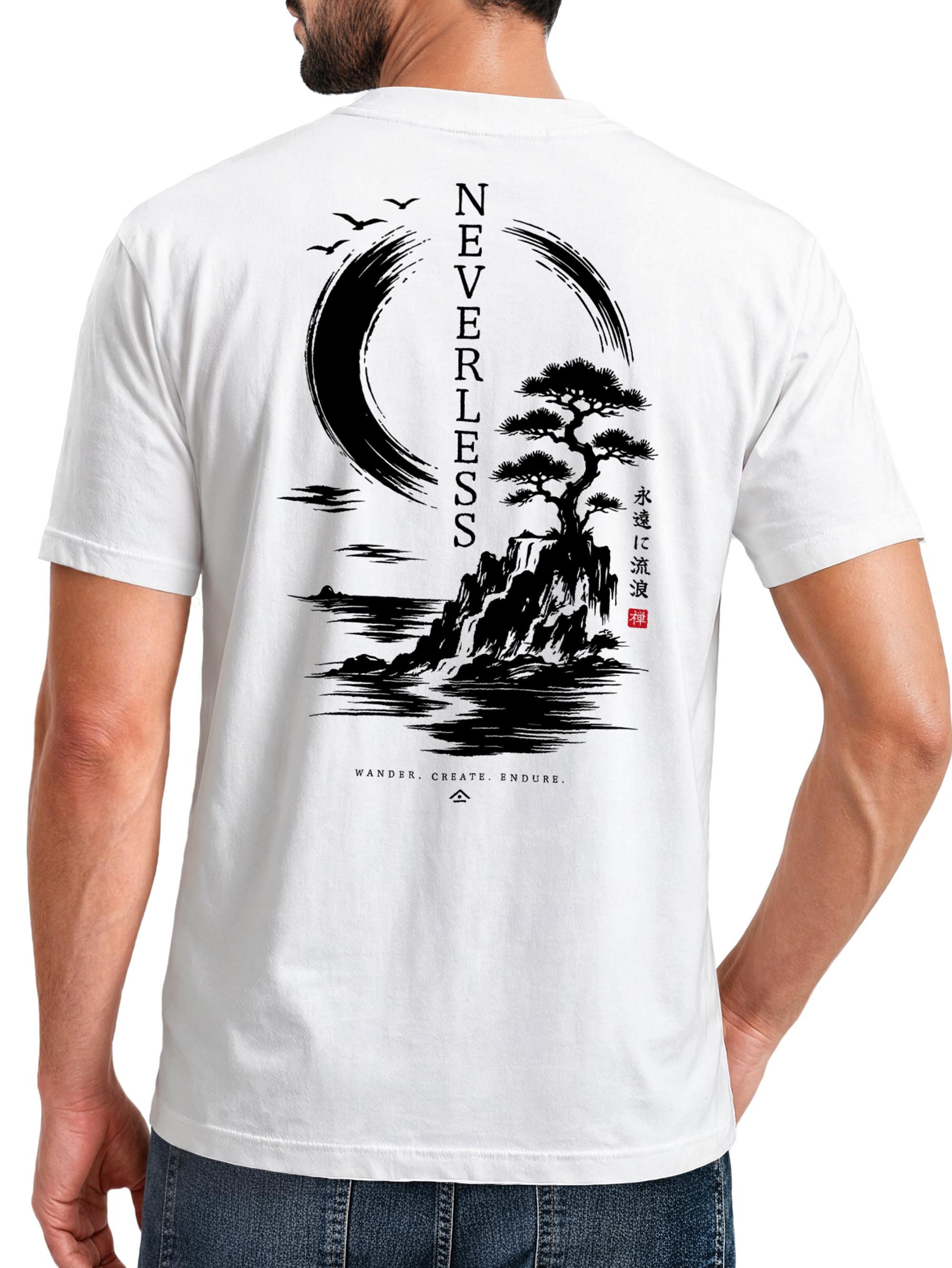 Neverless Print-Shirt Herren T-Shirt Backprint - Design - Baumwollshirt Männer Fashion mit Print