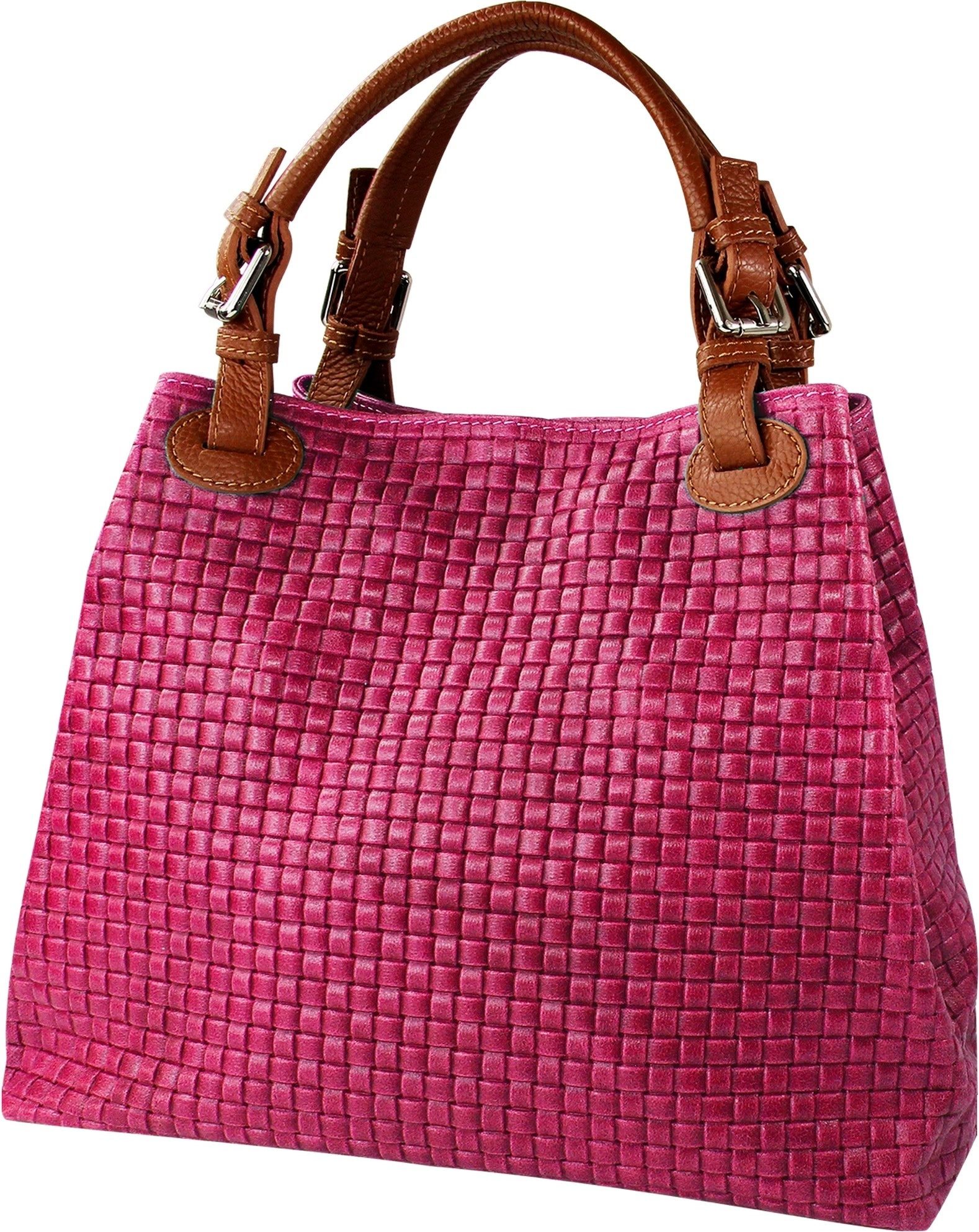 Handtasche Toscanto Tasche geprägtes Flechtmuster