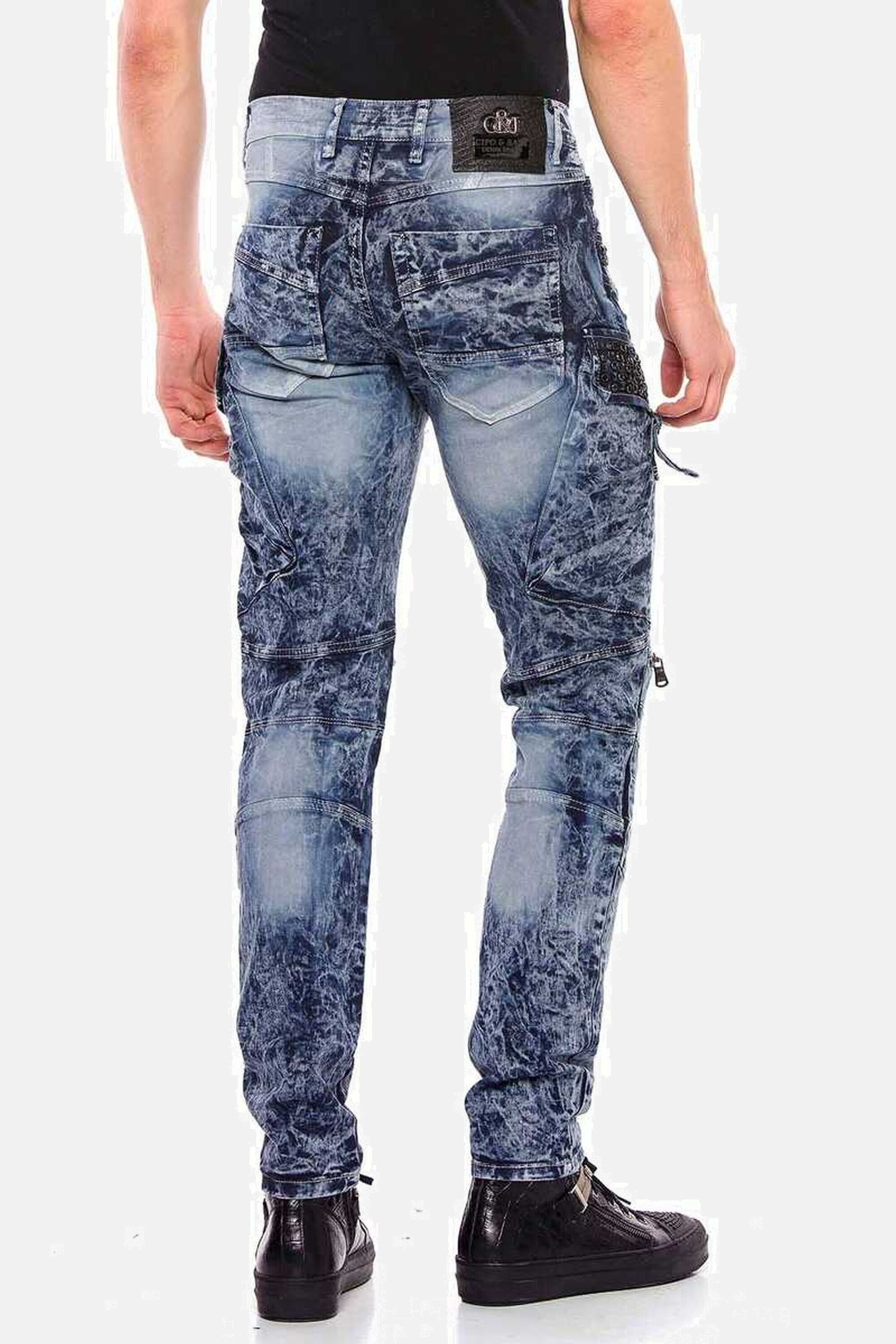 Cipo & Baxx Bikerjeans Jeans Mit Ripp-Details, CD494