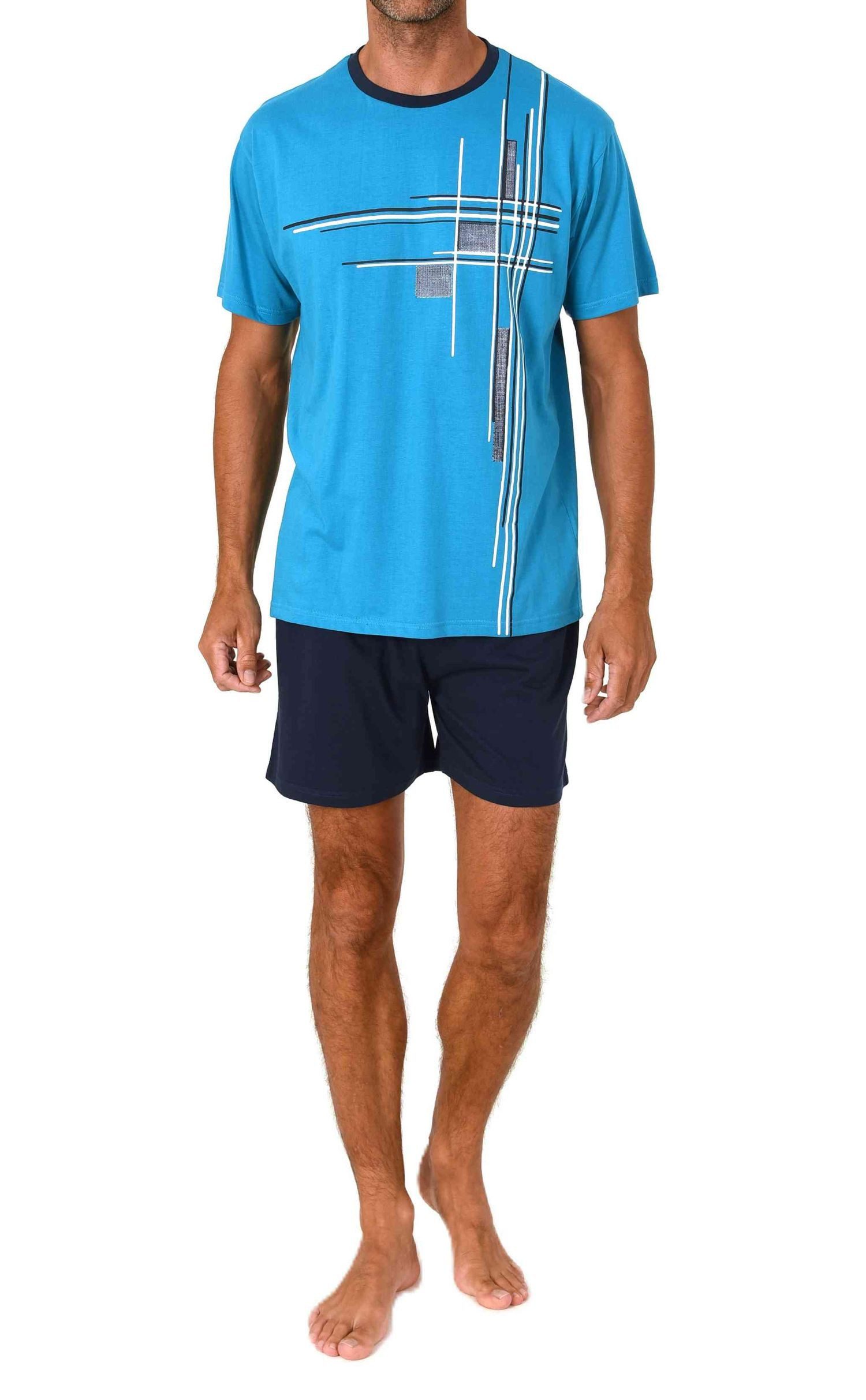 Normann Pyjama Normann Herren kurzarm Schlafanzug Shorty Pyjama mit edlen Frontprint